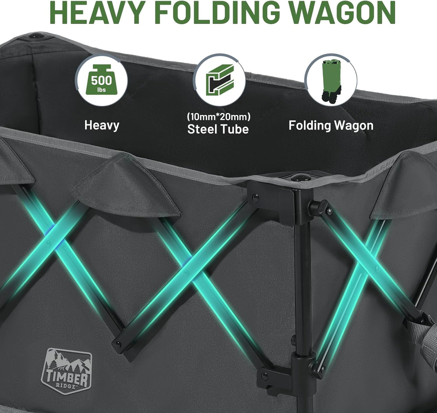 Timber Ridge Outdoor Collapsible Folding Wagon with Brakes and Cup Hol