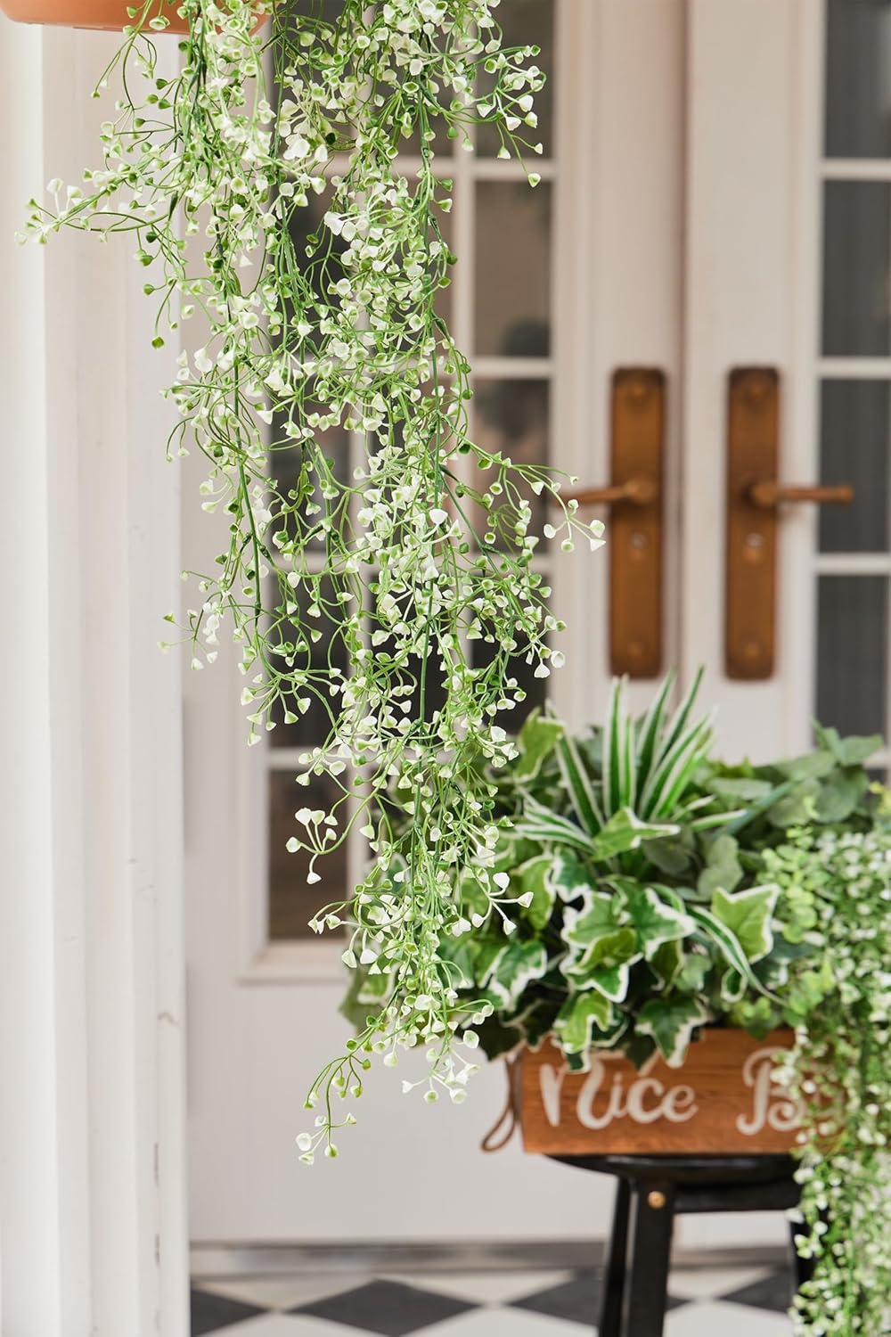 19Pcs Outdoor Artificial Boxwood UV Resistant Fake Stems Plants, Faux Plastic Greenery for Indoor Outside Hanging Plants Garden Porch Window Box Home Wedding Farmhouse Décor