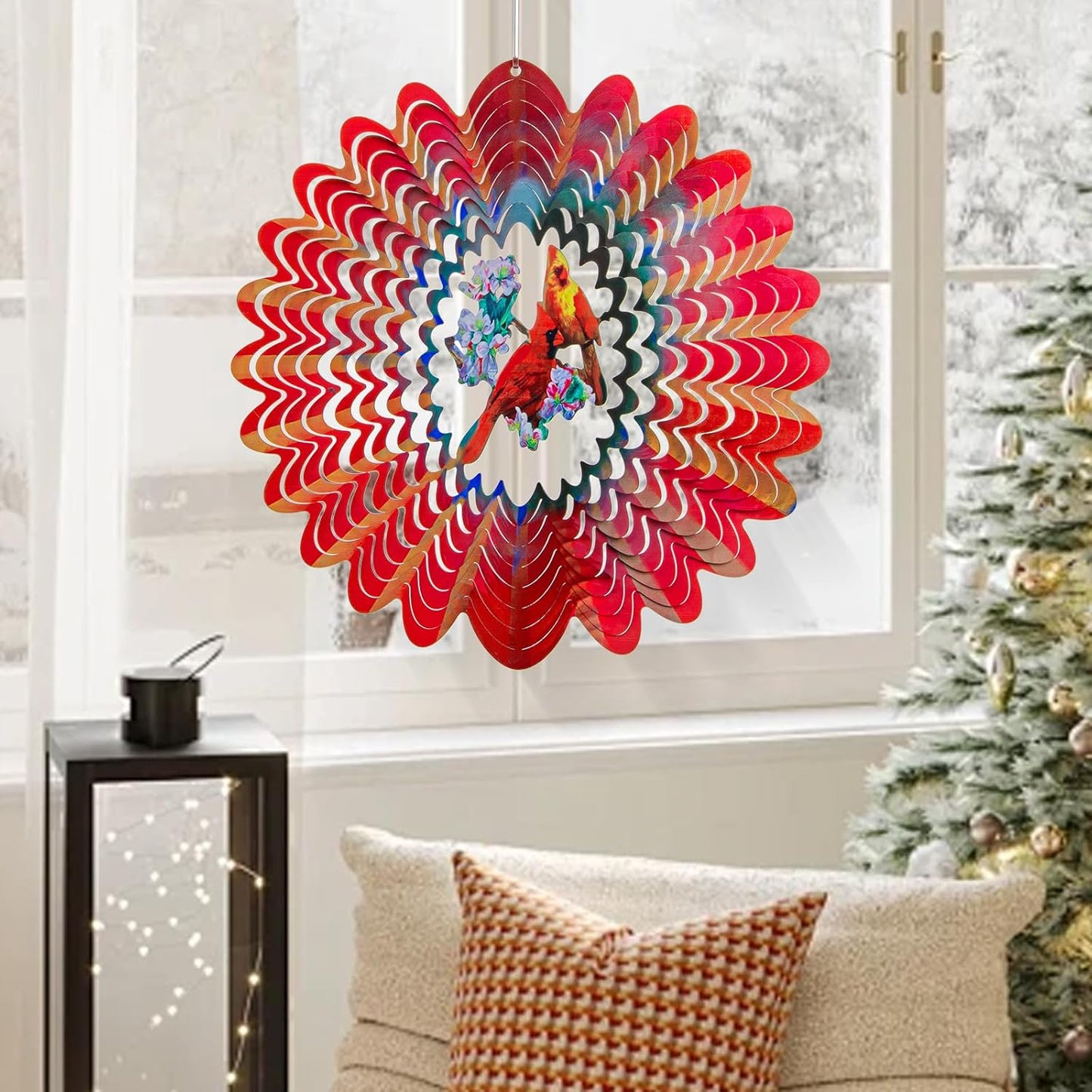 Metal 3D Hanging Cardinal Wind Spinner for Yard Garden Decorations Outdoors, Funny Red Cardinal Christmas Decor Ideas - Birthday Gifts for Women Mom Grandma Wife