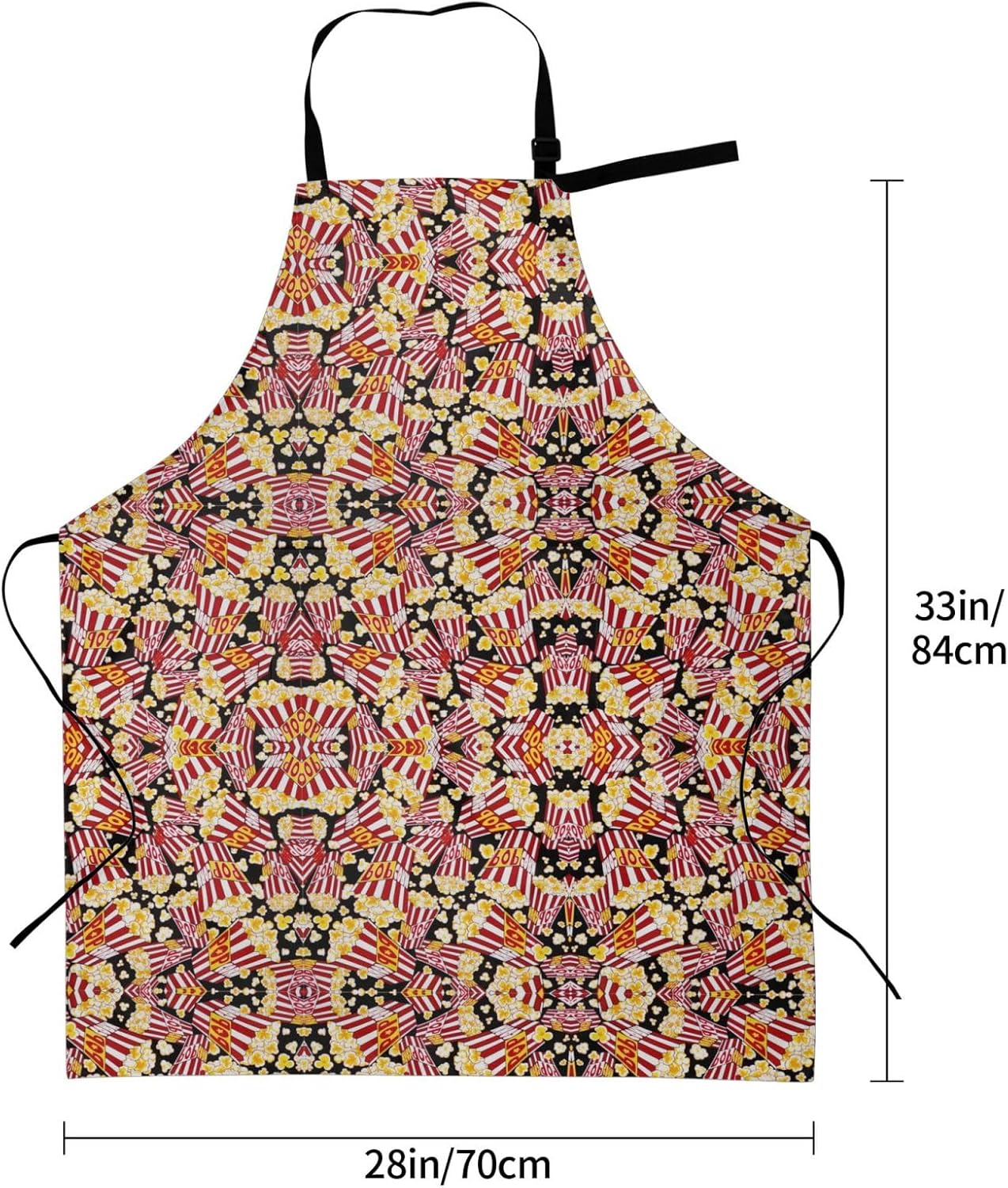 Popcorn Print Print 28x33 In Adult Kitchen Apron with Pockets Versatile Chef Smock for Cooking Baking