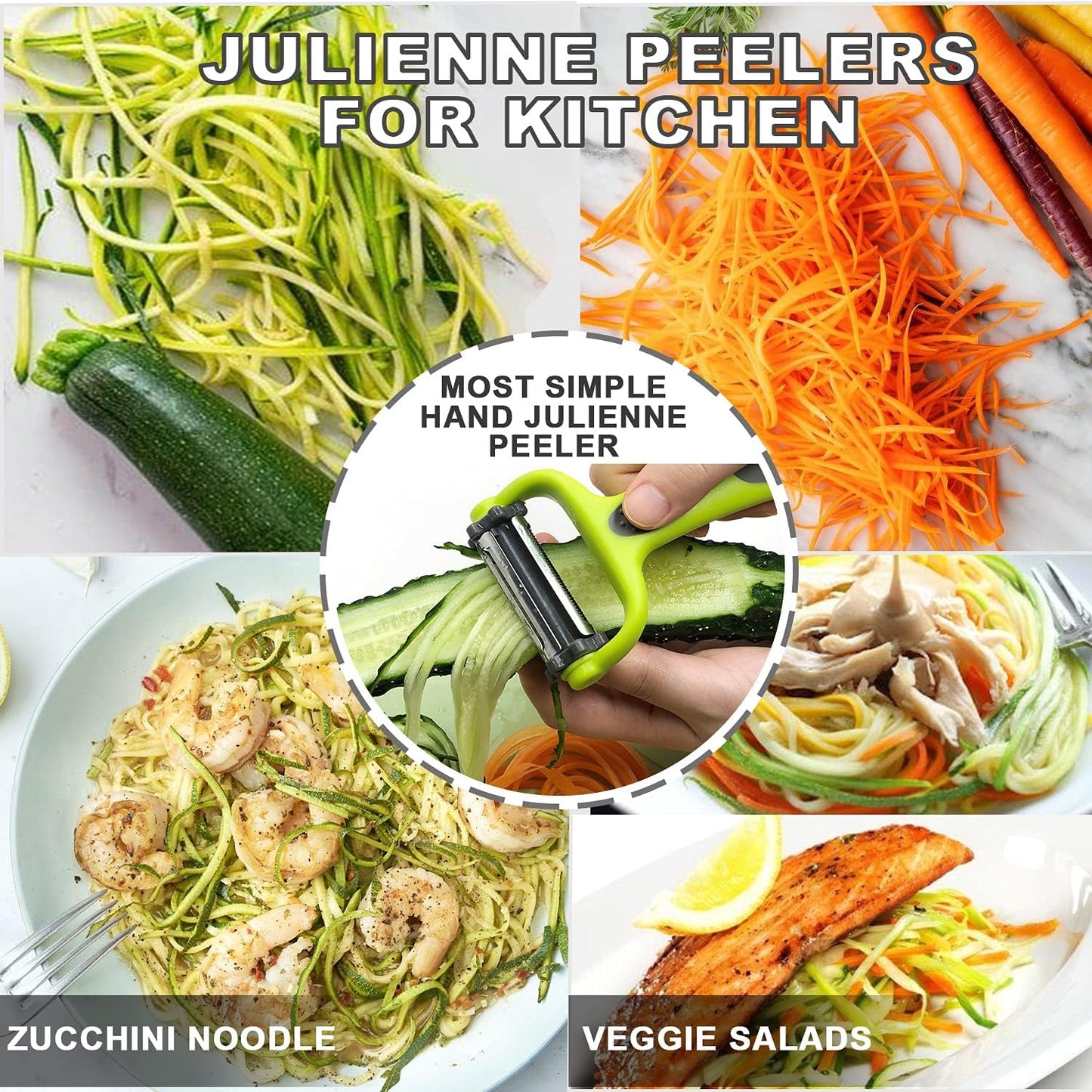 GANNK Potato Apple Vegetable Peelers for Kitchen, I and Y Peelers for Fruit Veggie Potatoes Carrot Cucumber, 3 in 1 Blade Spin Design With Julienne Function