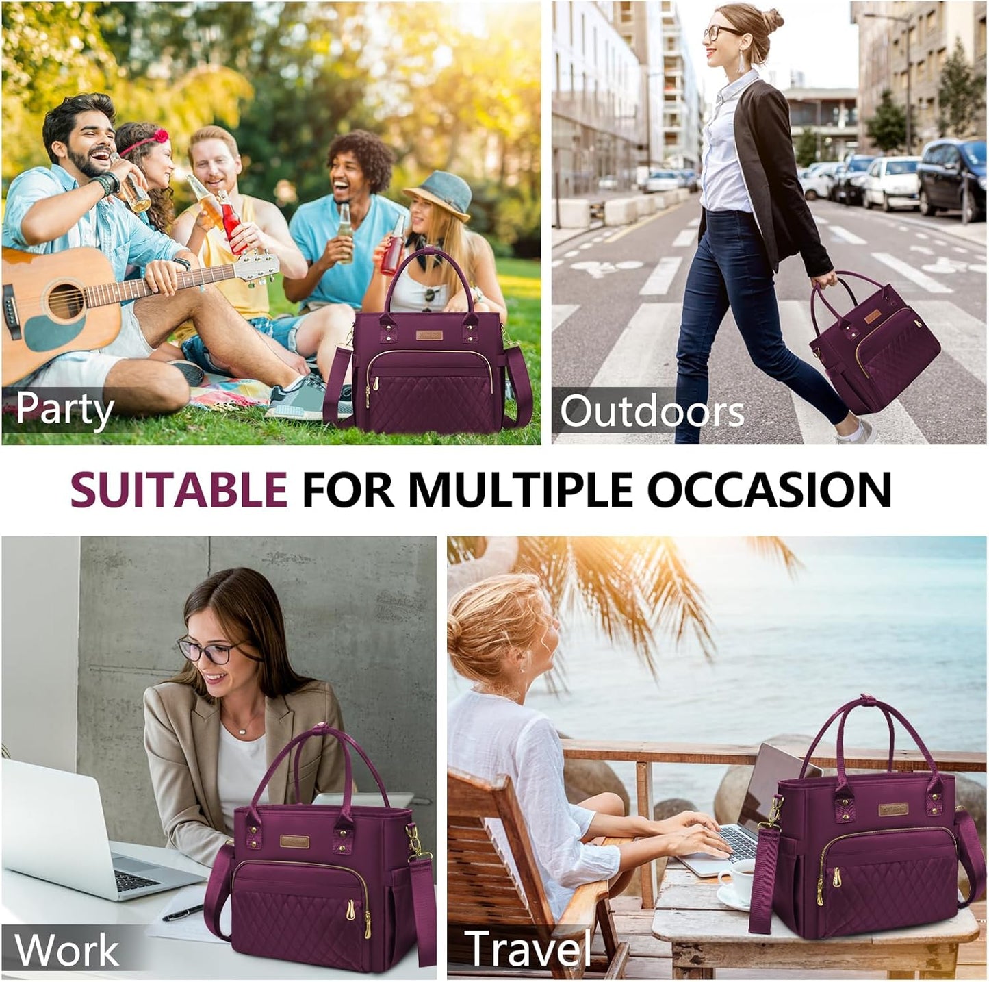 MIYCOO Lunch Bag Lunch Box Women - Leakproof Insulated Lunch Cooler Bag for Women - Large Lunch Tote Bags Adults, Purple