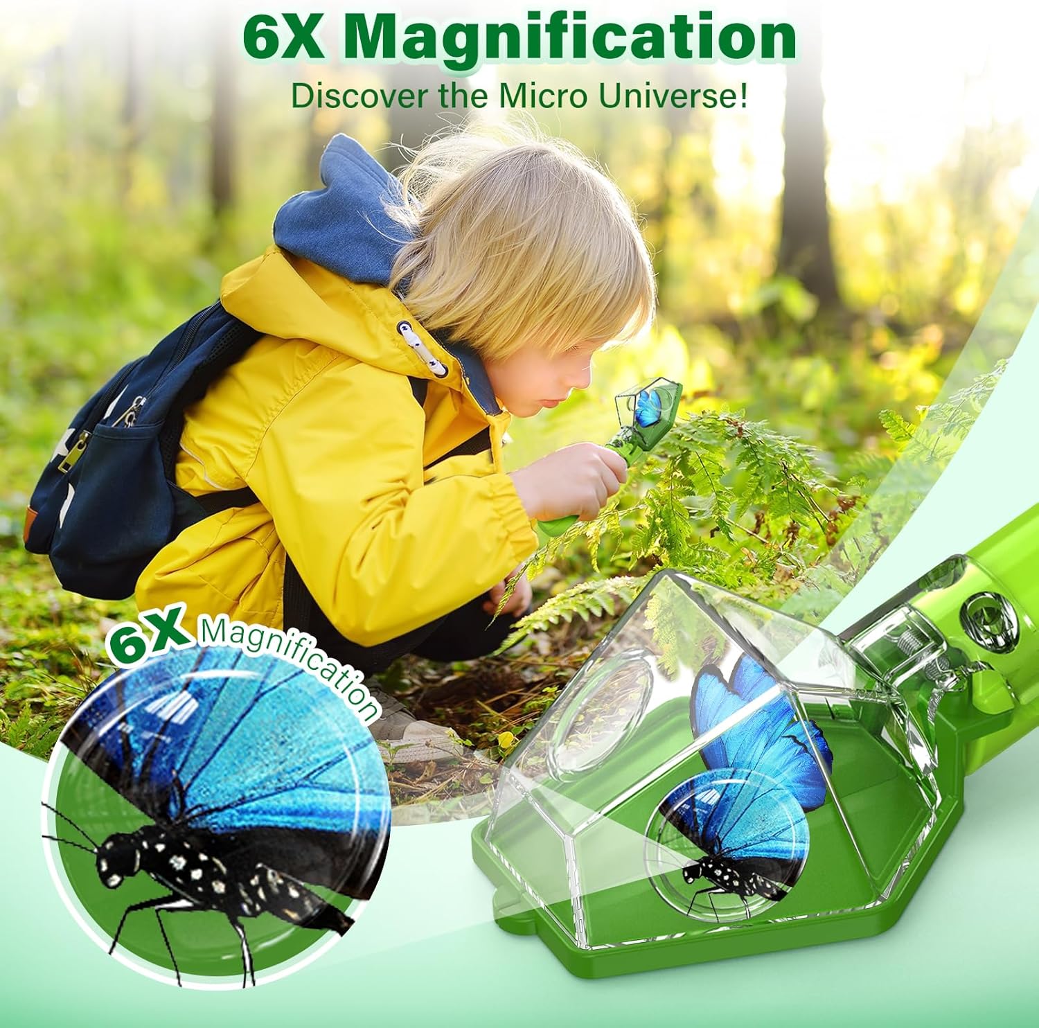 Bug Catcher for Kids, Insect Trap Kit with 6X Magnifier Glass - STEM E