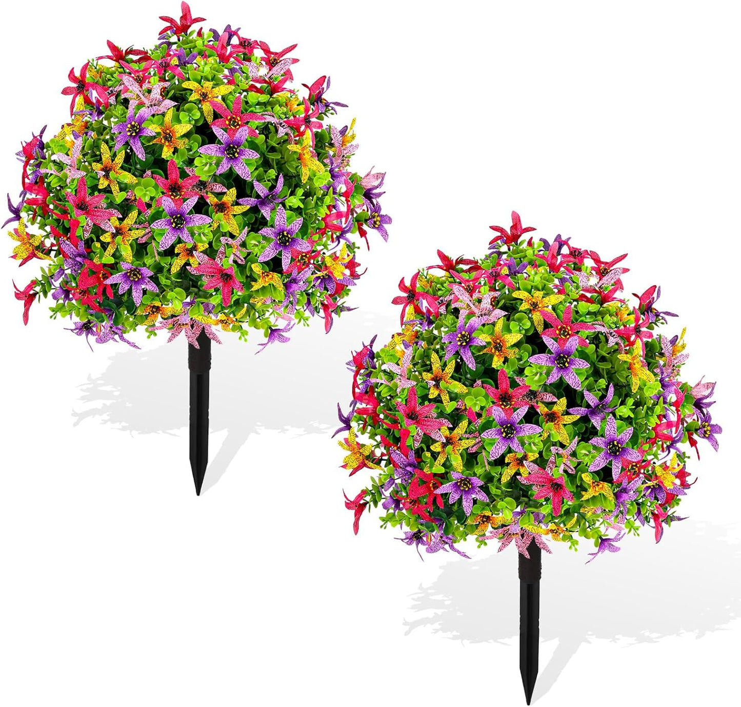 Artificial Topiary Ball Tree Outdoor Plants with Ground Spike 22"- UV 