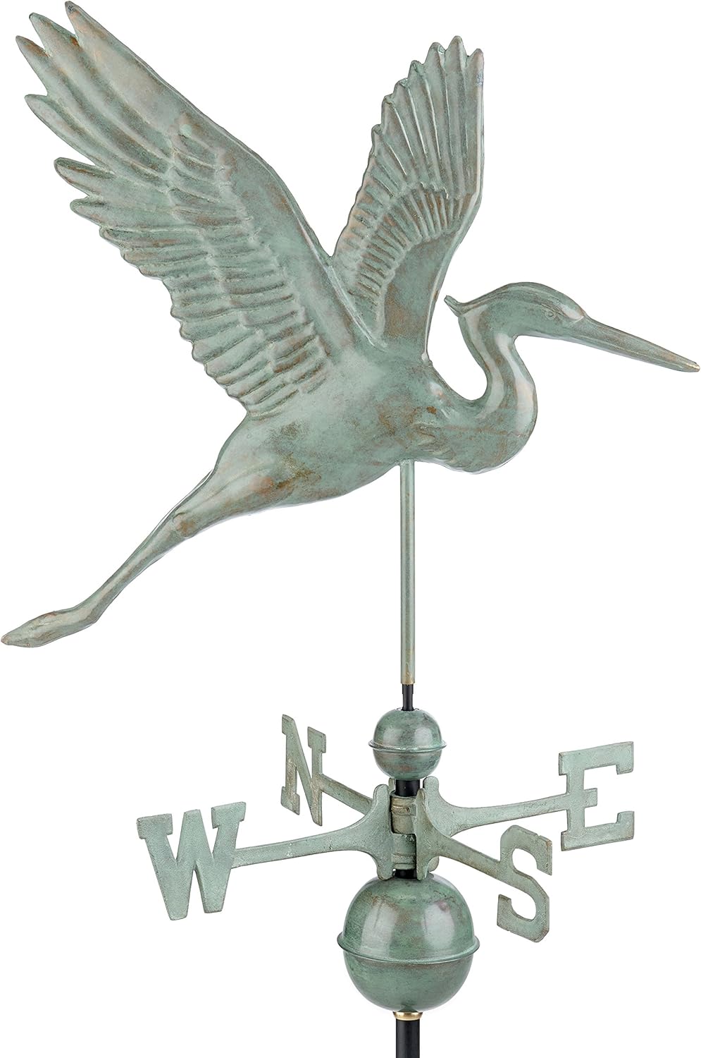Good Directions Graceful Blue Heron Weathervane, Blue Verde Copper