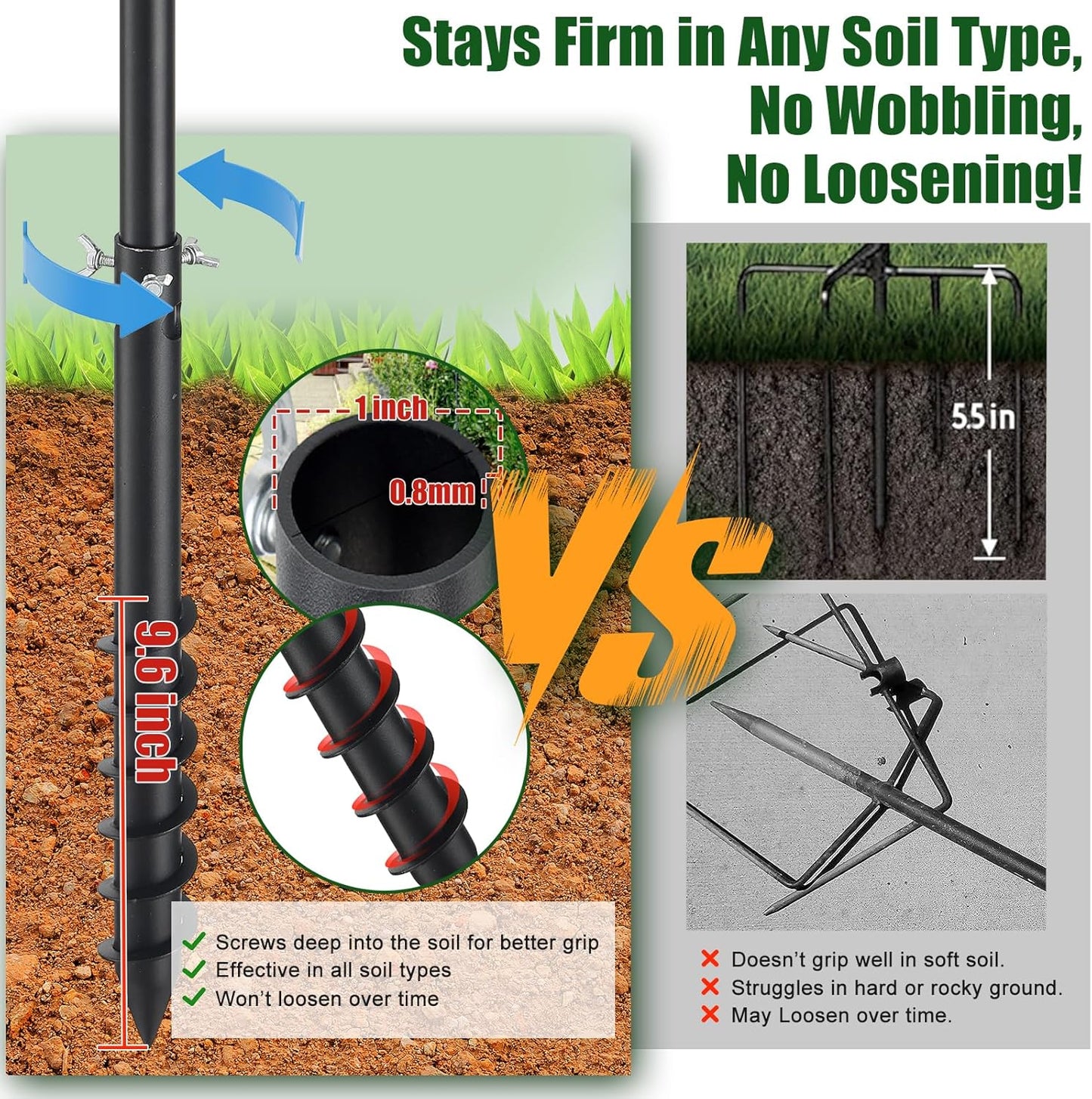 Heavy Duty Bird Feeder Pole - 88" Adjustable Bird House Stand Outdoor, Anti-Tip Auger & Stable Mount for Smart Camera Birdfeeder,Bluebird House, Bird Buddy, Birdfy