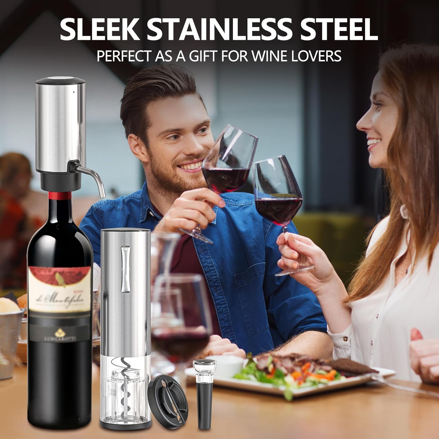 4-in-1 Rechargeable Electric Wine Opener Wine Aerator Gift Set with El