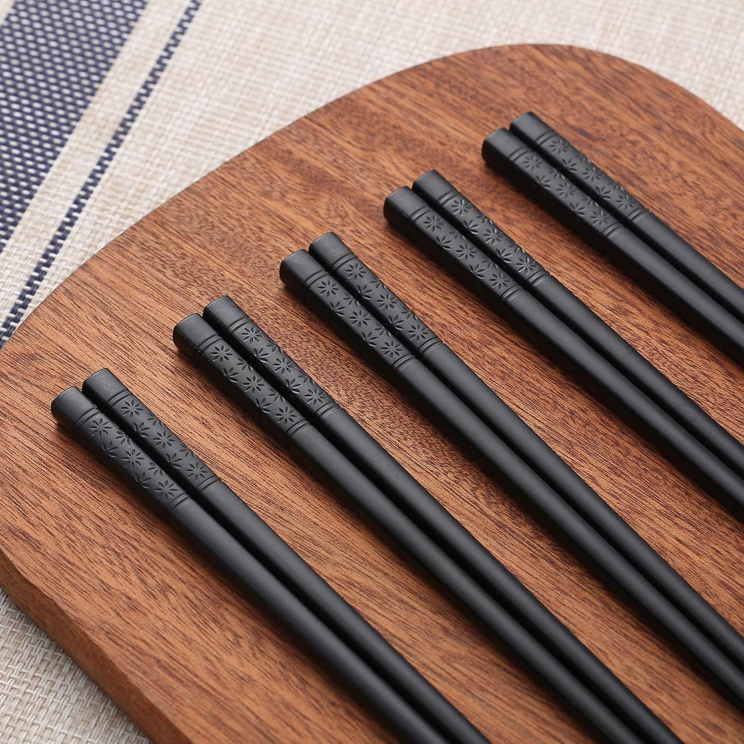 HIWARE 10 Pairs Fiberglass Chopsticks - Reusable Chopsticks Dishwasher