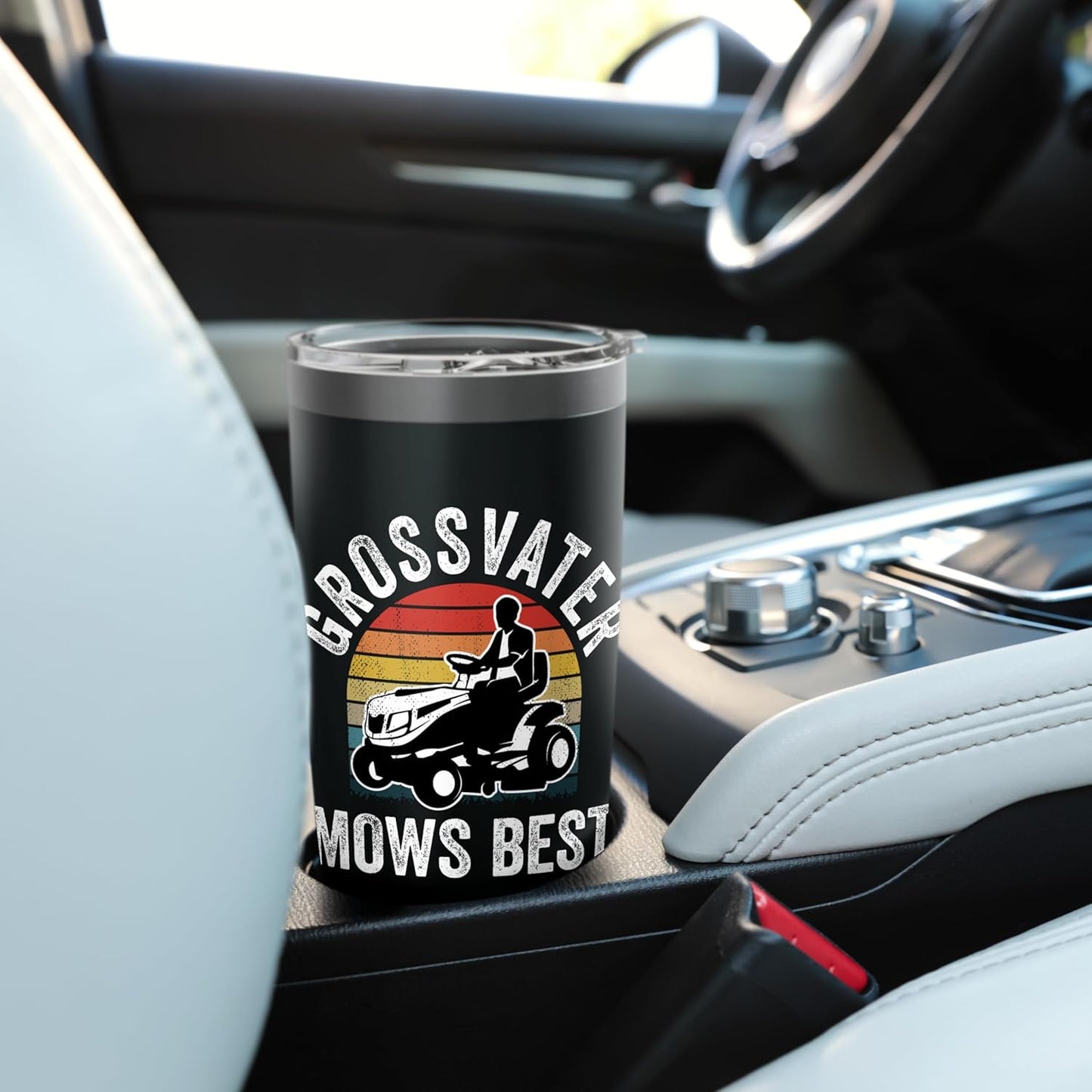 Grossvater Mows Best Funny Gardener Lawn Care Father's Day Stainless Steel Insulated Tumbler
