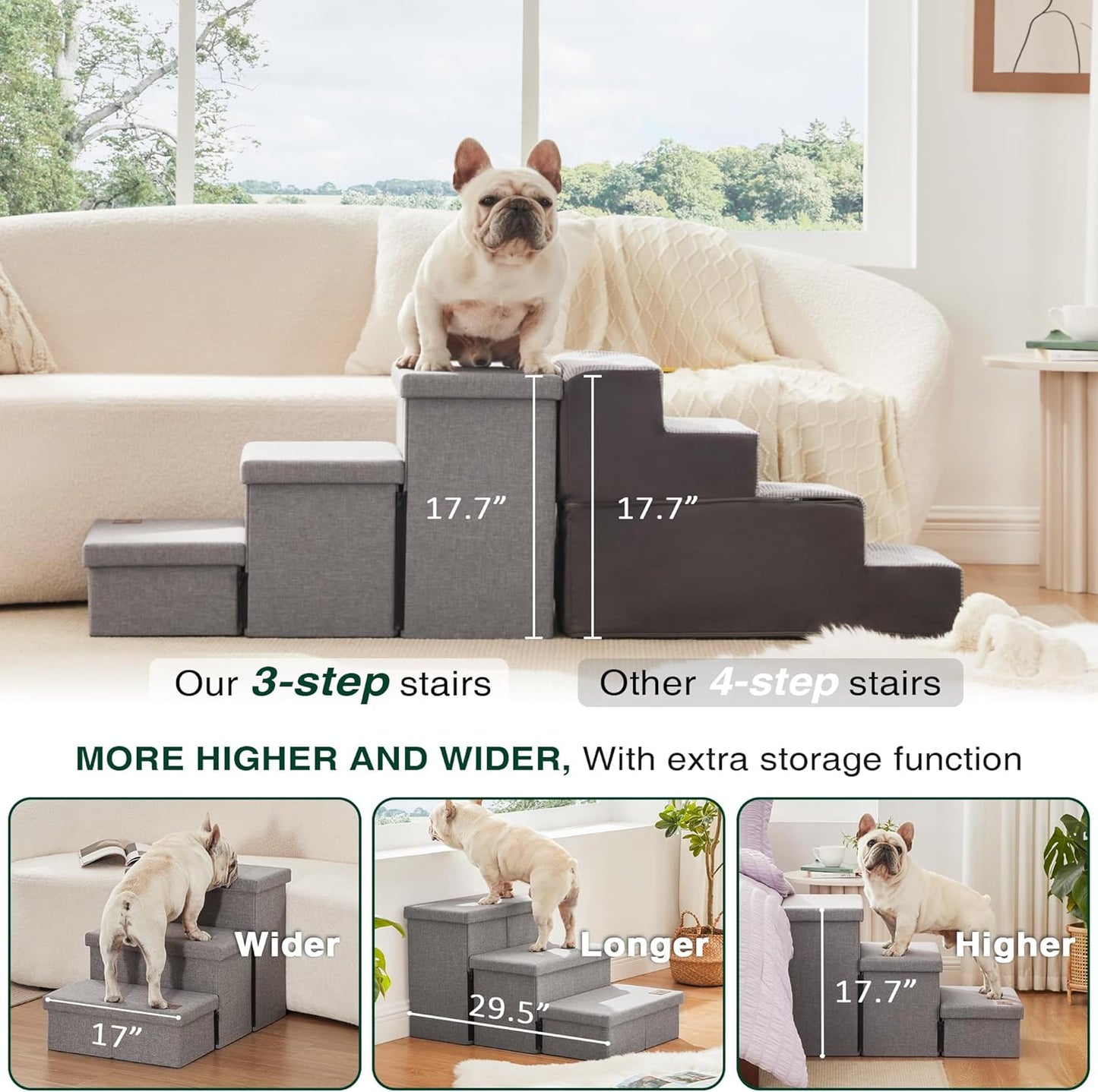 Love's cabin Dog Stairs for High Bed 18" H, Foldable Pet Stairs for Sm