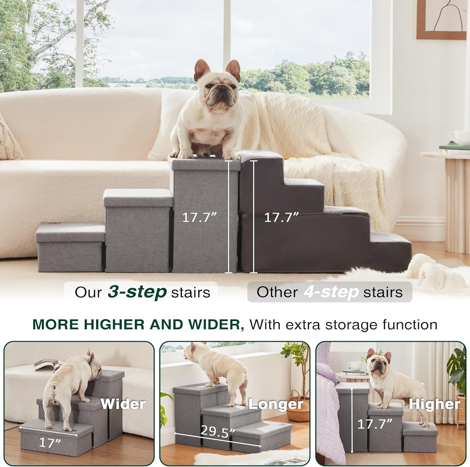 Love's cabin Dog Stairs for High Bed 18" H, Foldable Pet Stairs for Sm