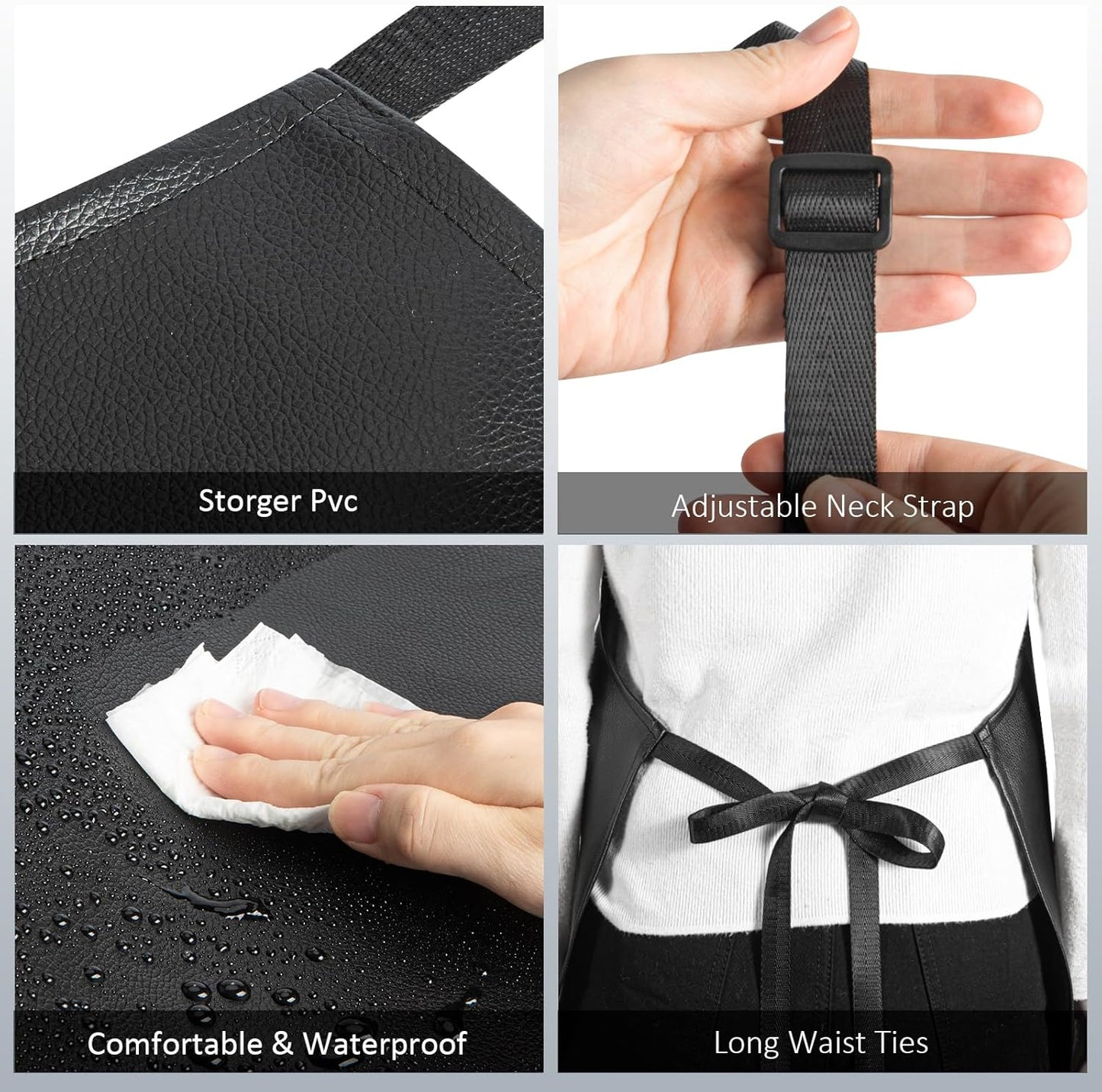 Waterproof Apron, Heavy Duty Extra Long Rubber Vinyl Apron with Pocket