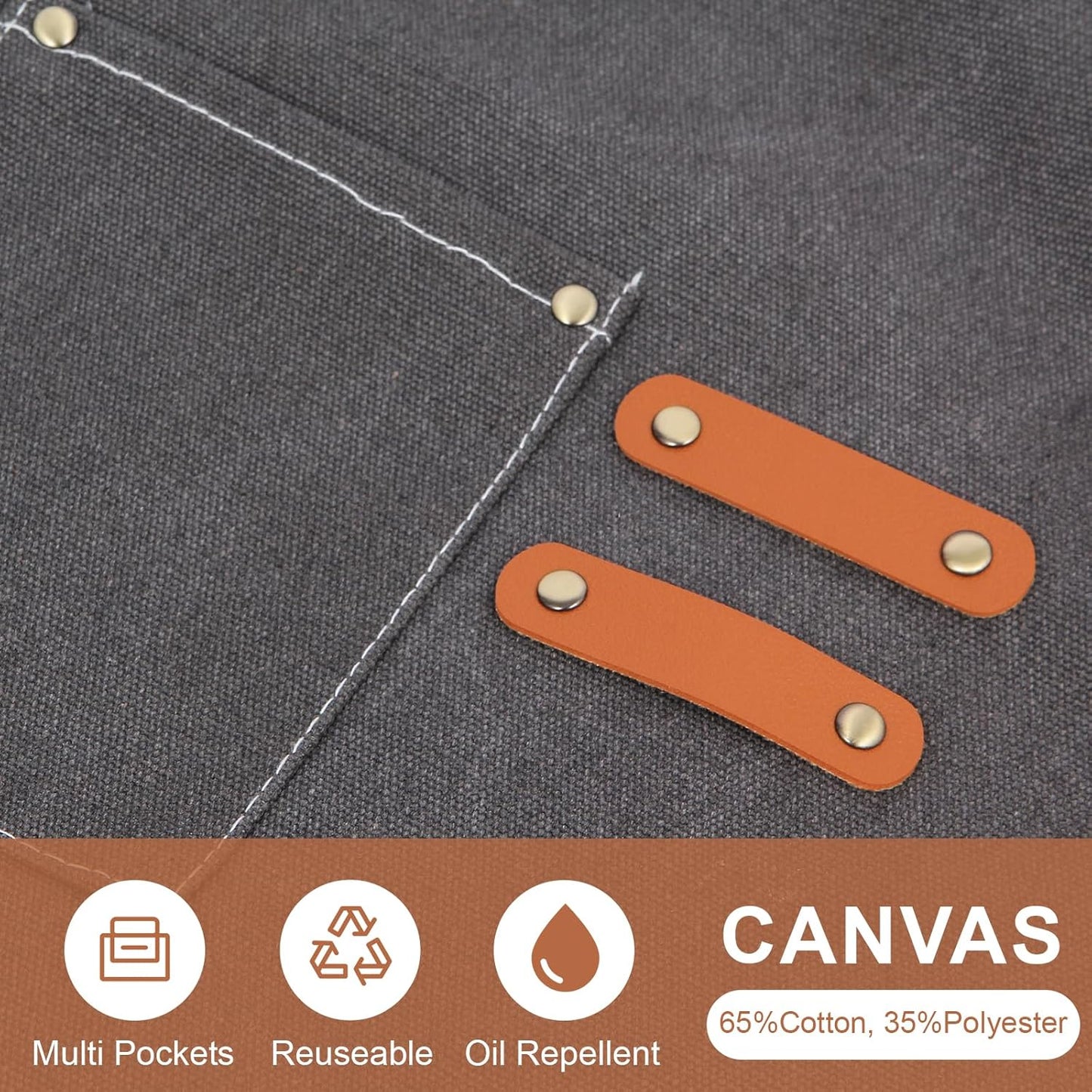 Men's Canvas Tool Apron, Heavy Duty Multi-Pocket Work Apron for Woodwo