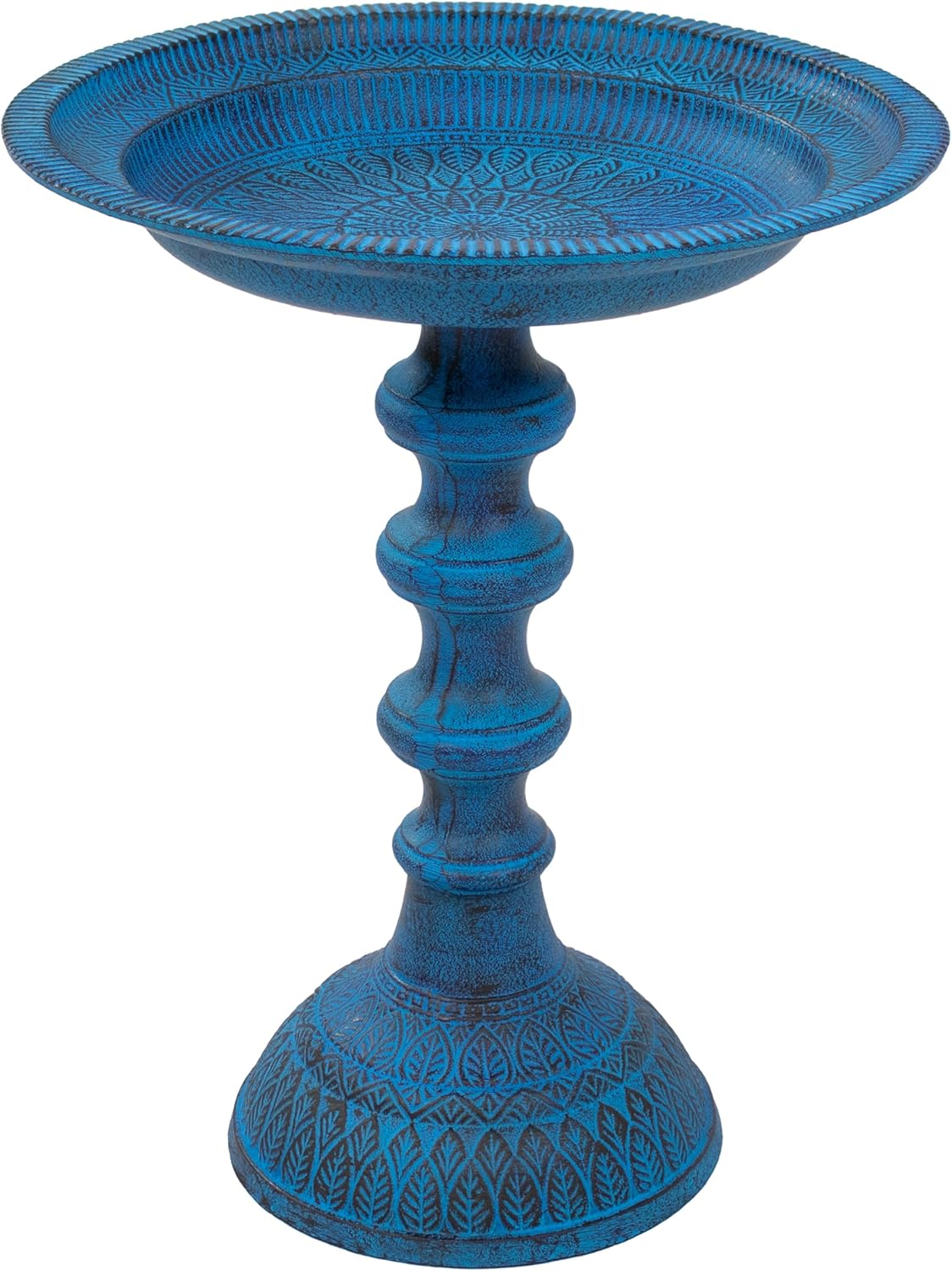 Sunnydaze Backyard Beauty Metal Bird Bath with UV-Resistant Finish - Cast Aluminum - Blue Patina - 18" H