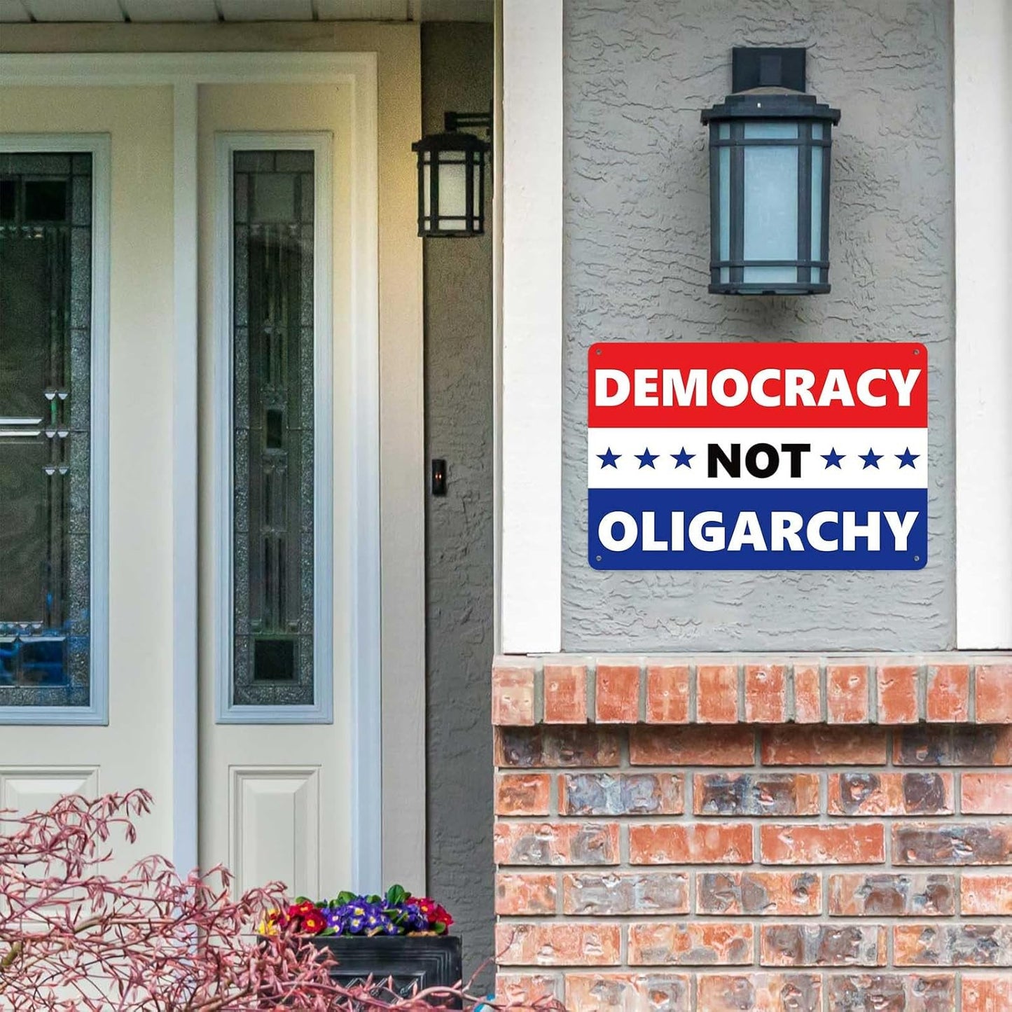 No Kings Protest Yard Metal Signs-Democracy Not Oligarchy Poster For Y