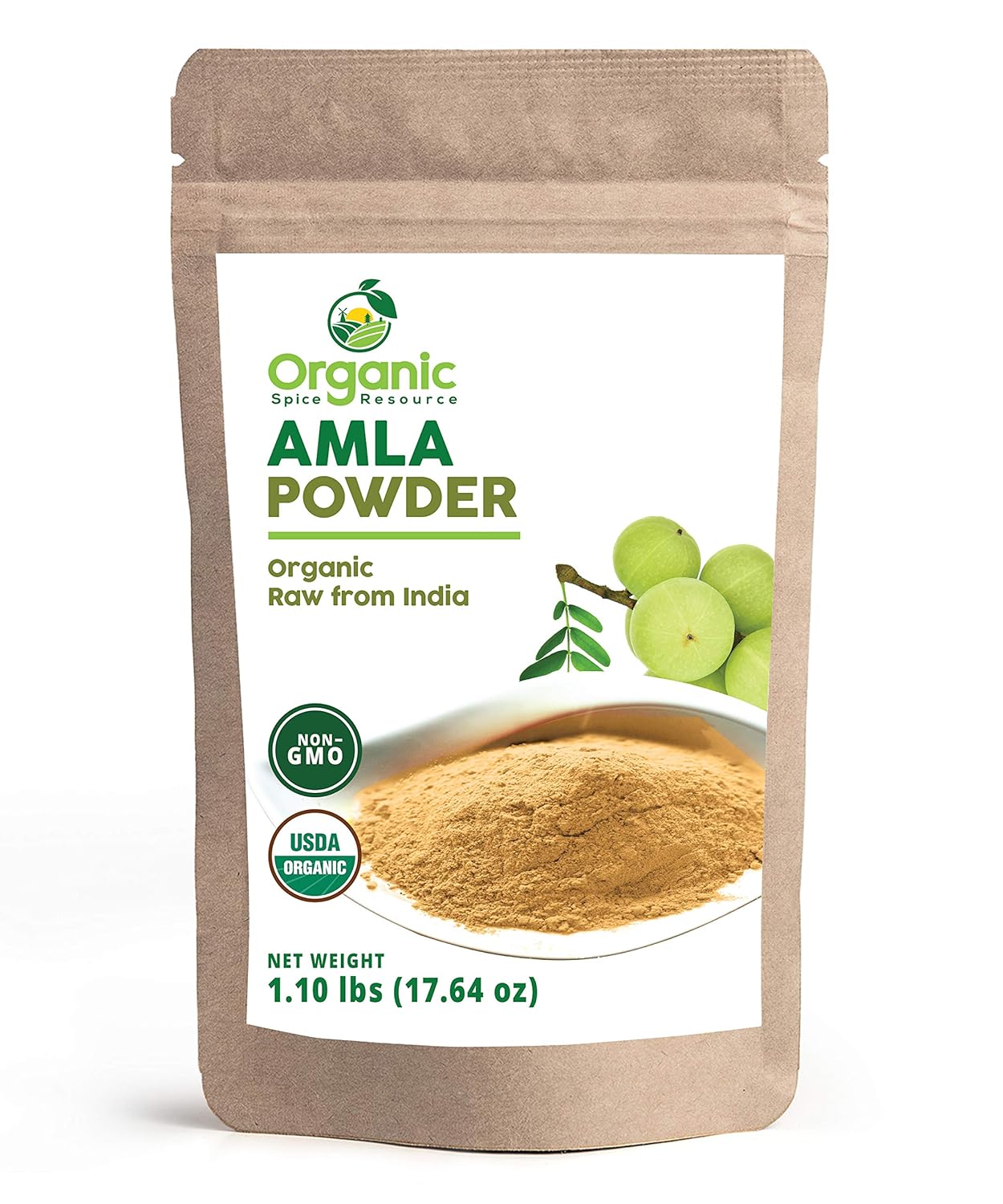 Organic Amla Powder - 1.1 lbs or 17.54oz | Amalaki, USDA Organics, Non