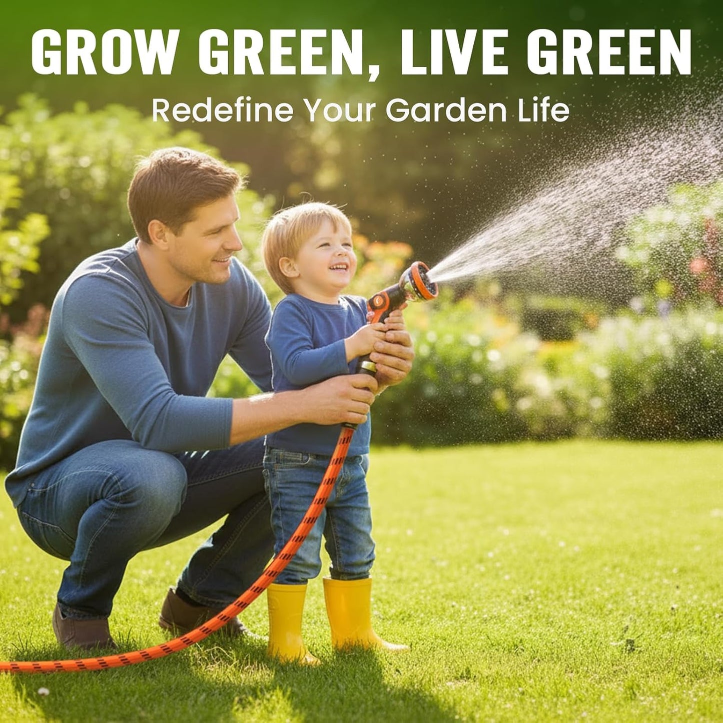 Garden Hose 50 ft, Water Hose Heavy Duty, Flexible Lightweight Non-Exp