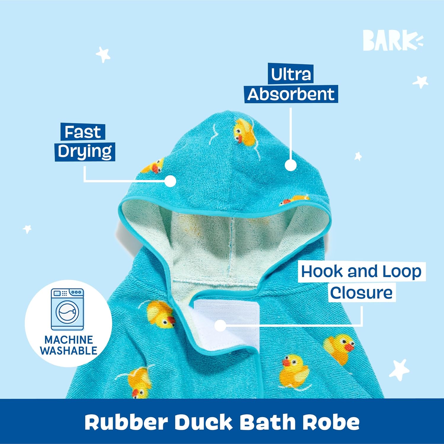 Barkbox Dog Bathrobe Fast Drying with Hook and Loop Closure & Wrap Tie