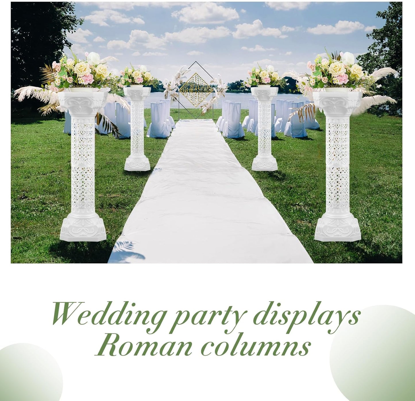 2 Pcs Wedding Roman Column Greek Pillars Stand Plastic Wedding Pillars Columns for Ceremony Flowers Plant Holder for Ceremony Event Party (Heart Shaped,10.63 x 10.63 Inches)