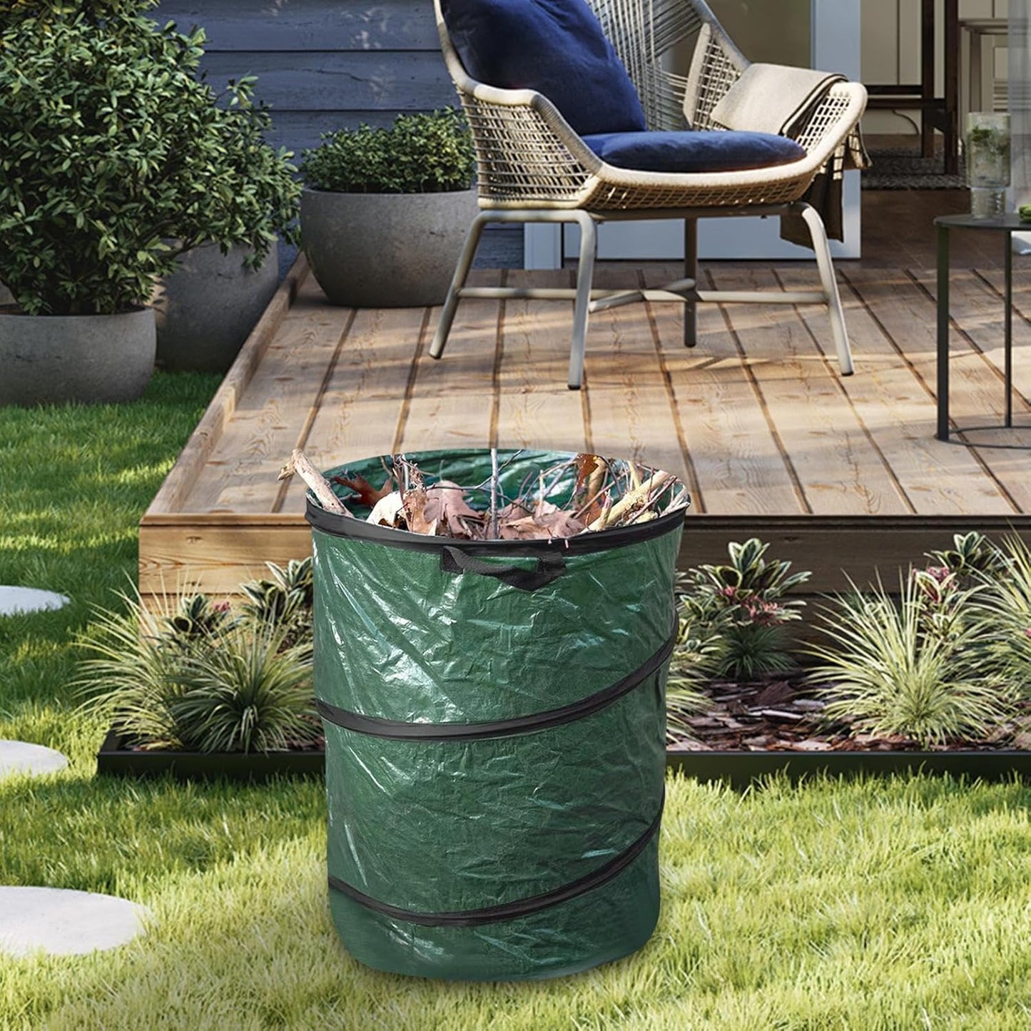 Foldable Camping Trash Can, Large Outdoor Bin, Reusable Garden Contain