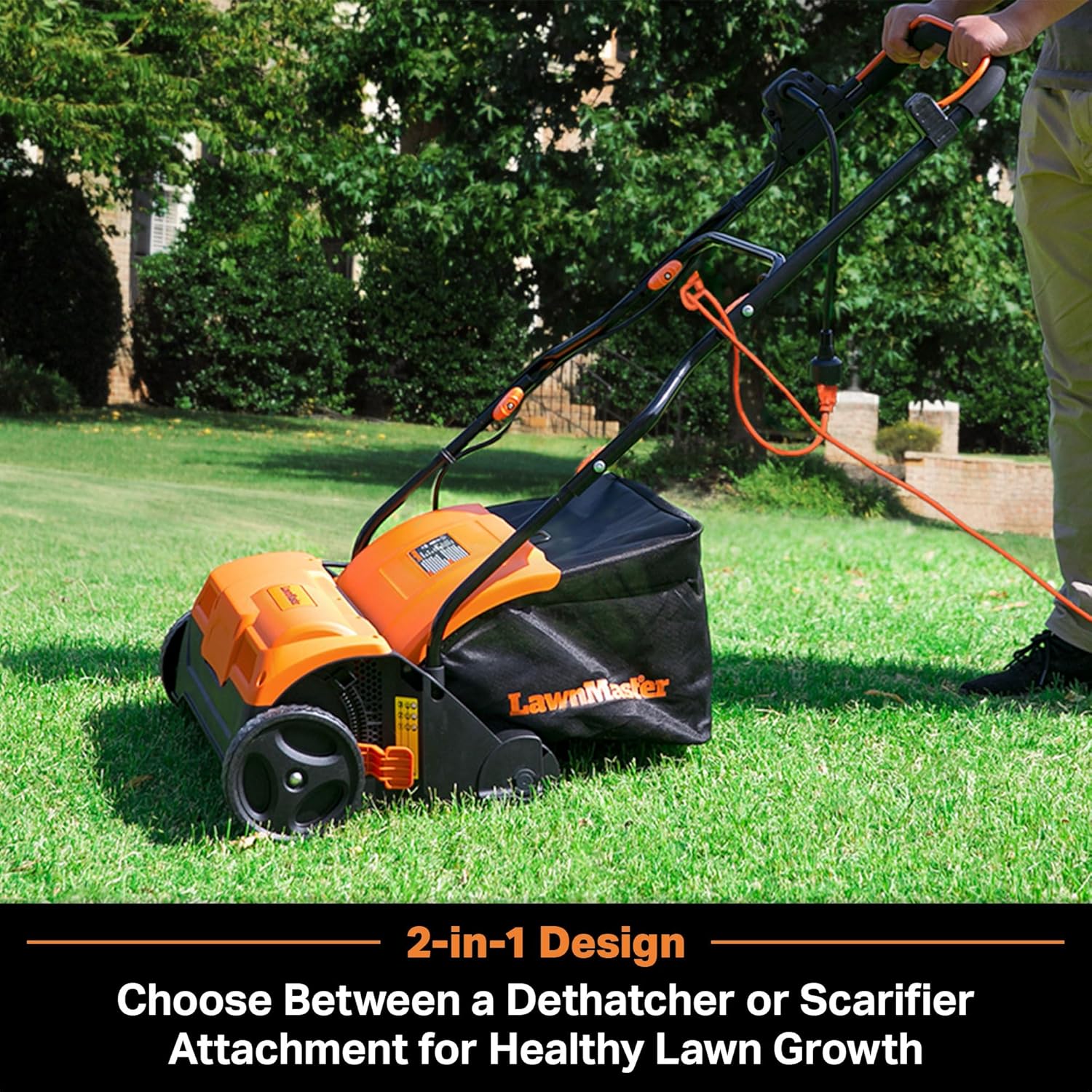 LawnMaster GVB1316 Electric 16” 13 Amp Dethatcher and Scarifier with 1