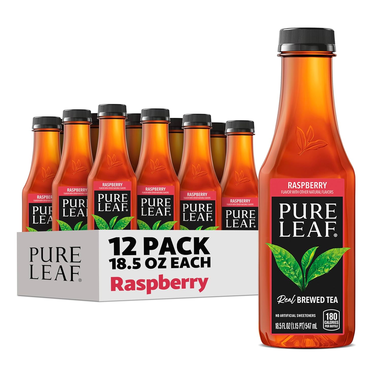 Pure Leaf Iced Tea, Raspberry, Real Brewed Tea, 18.5 Fl Oz Bottles (Pa