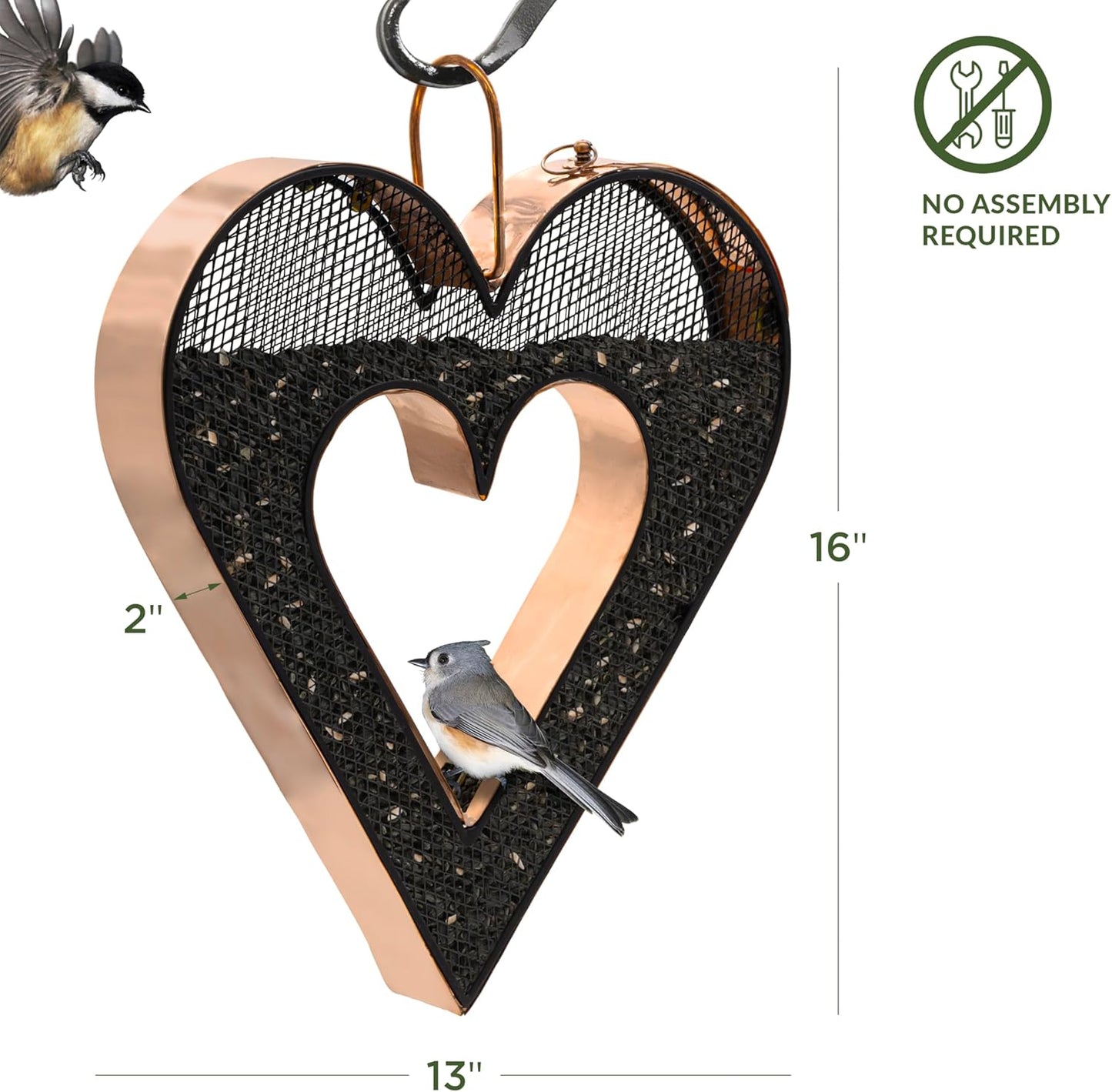 Good Directions Copper Heart Mesh Bird Feeder
