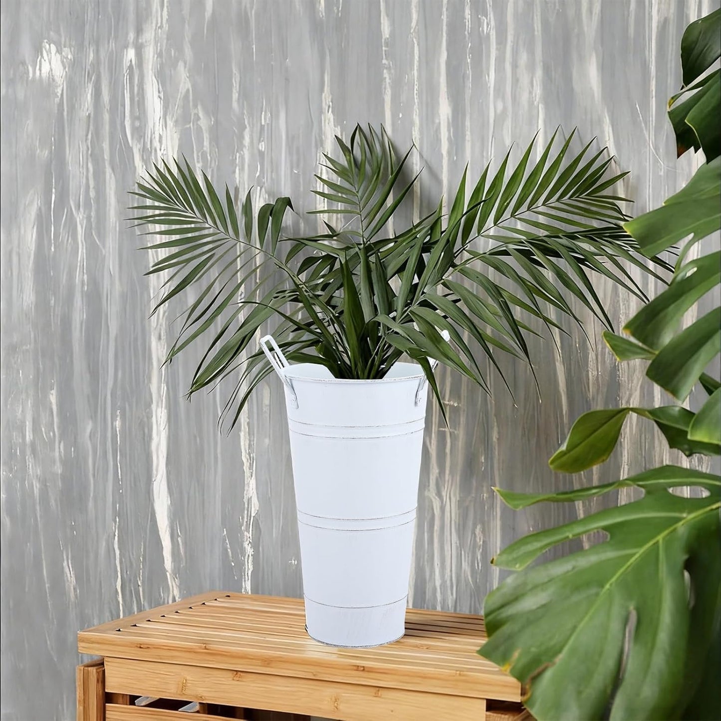MIVIDE 6 Pack 9 Inch Galvanized Flower Bar Buckets, Flower Buckets for