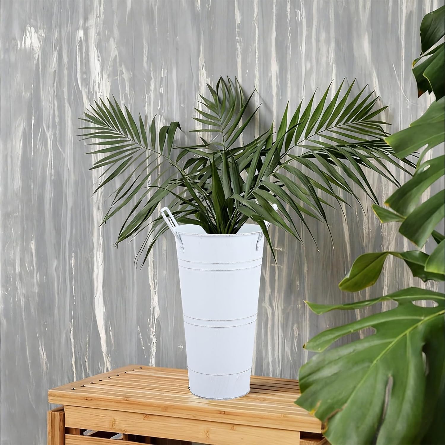 MIVIDE 6 Pack 9 Inch Galvanized Flower Bar Buckets, Flower Buckets for