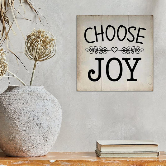LITTLEGROVE SEEDS Vintage Bible Verse Wood Sign with Inspirational Quotes Choose Joy Sign Farmhouse Wall Art Rustic Wall Decor for Home Man Cave Door Porch Garden Party 12x12in