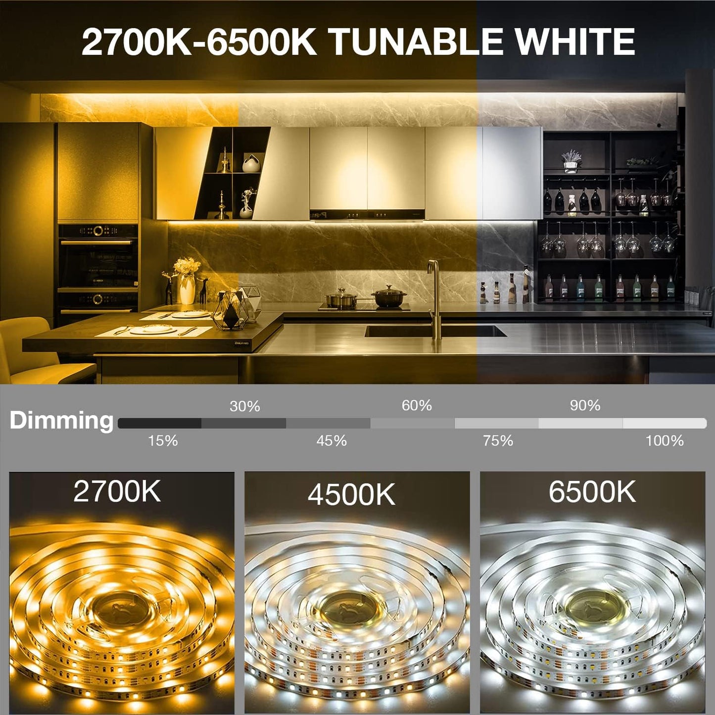 DAYBETTER Under Cabinet Lights, 6 PCS Under Cabinet Lighting with Remo