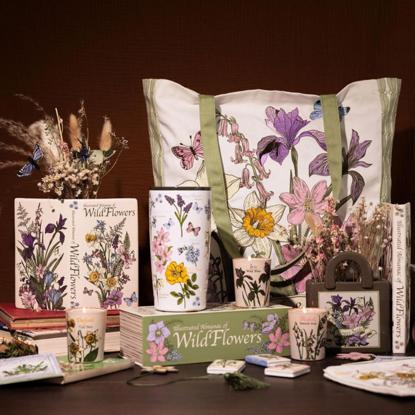 Steel Mill and Co Mini Ceramic Tote Bag Vase, Novelty Wildflower Garden Shop Planter, Unique Desk Pen Holder & Pencil Cup, Small Succulent Pot & Home Decor (Wildflowers)