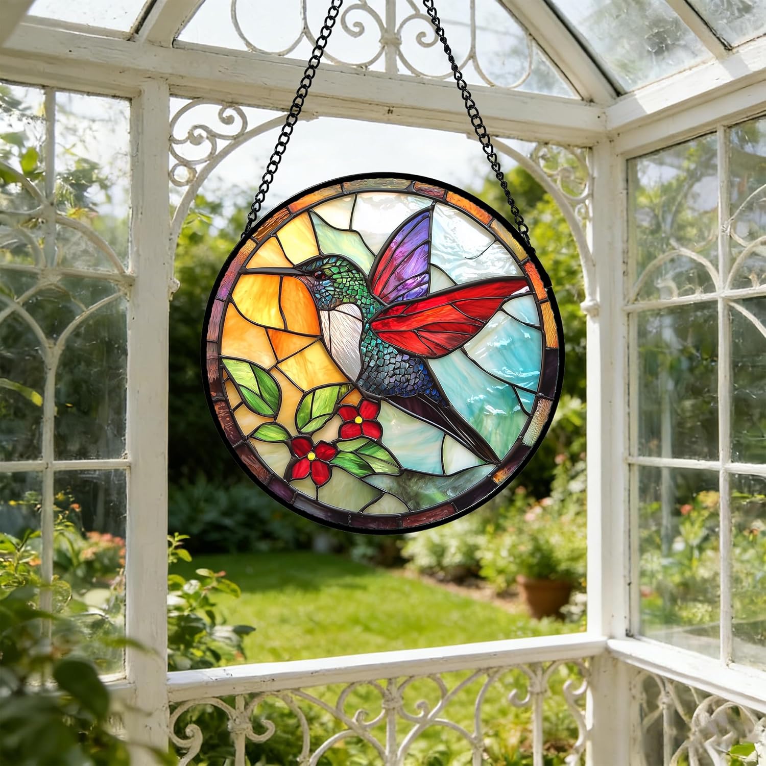Stained Glass Window Hanging, Hummingbird Gifts Sun Catchers Diamond G