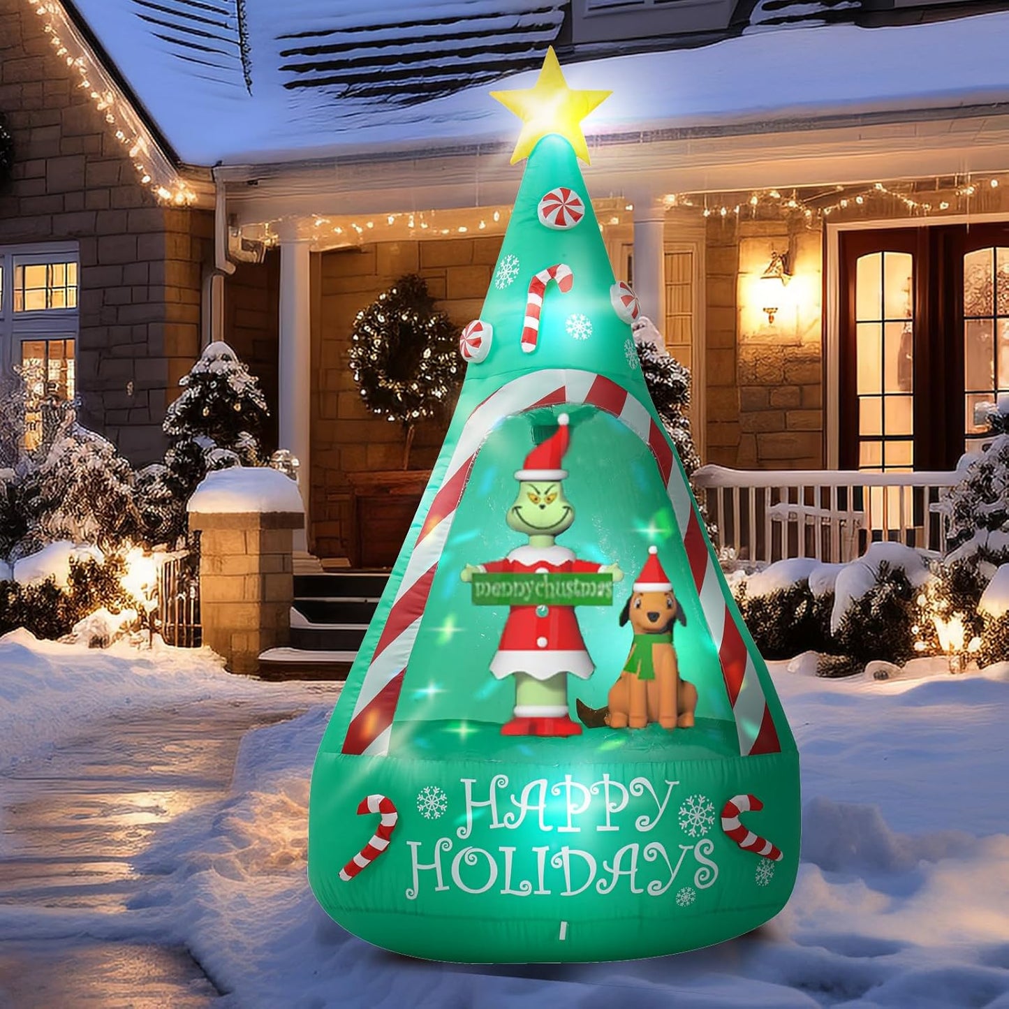 Messon 6FT Christmas Inflatable Decorations Outdoor, Lighted Up Christ