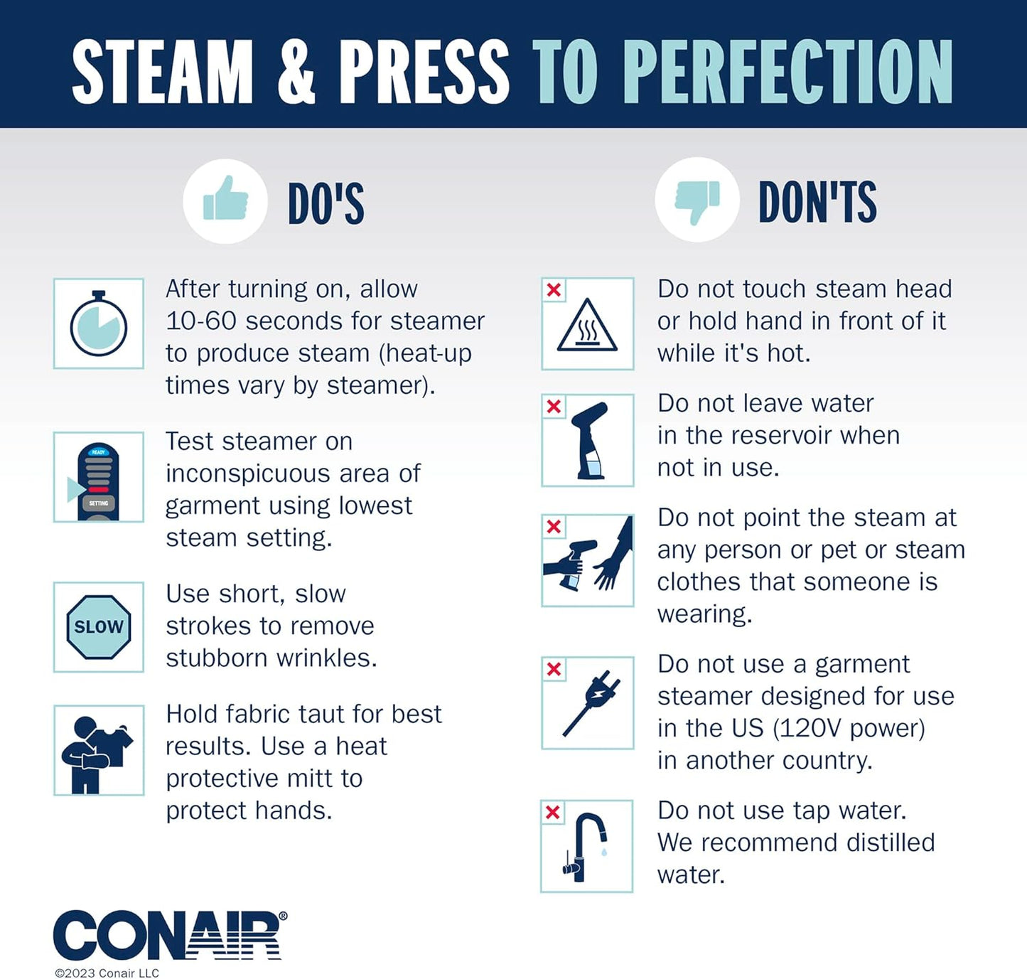 Conair Handheld Garment Steamer for Clothes, ExtremeSteam 1200W, Portable Handheld Design,White/Blue