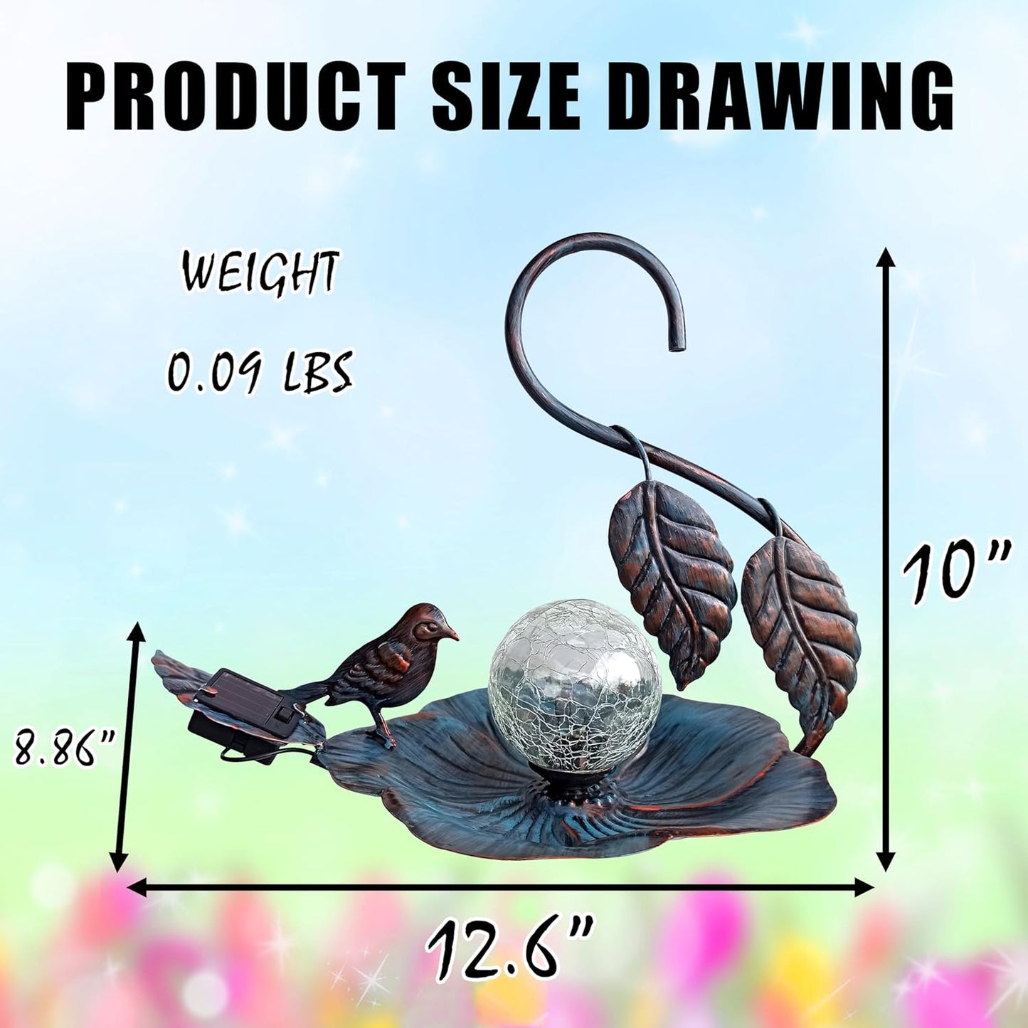 Solar Bird Feeder for Outdoors Hanging, Metal Wild Cardinals Garden Solar Light with S Hook, Weatherproof and Water Resistant Birdfeeders as Gift Idea for Bird Lovers (Blue Gold)