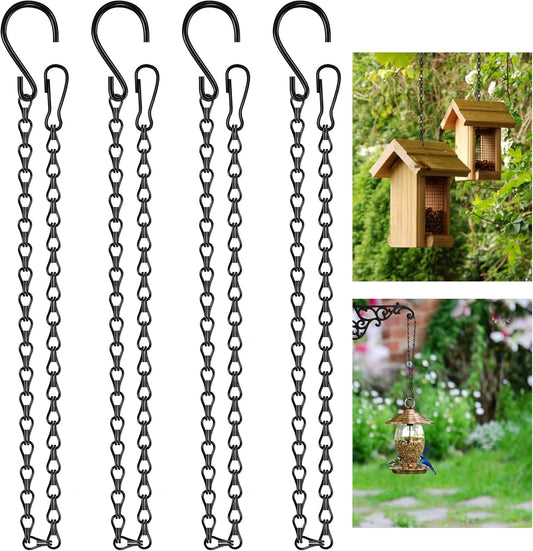 garini 26 Inch Hanging Basket Chain with Hooks, Black Hanging Chain for Hanging Bird Feeders, Billboards, Chalkboards, Basket, Planters, Lanterns, Wind Chimes and Decorative, 4 Pack