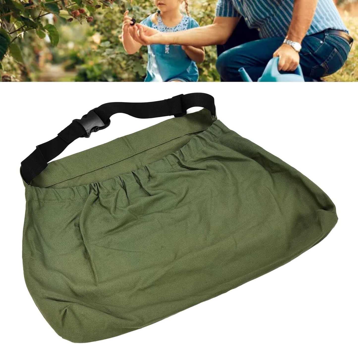AUNMAS Fruit Picking Bag Adjustable Waistband Hands Free Harvesting Pouch for Orchard Garden Farm Anti Slip Oxford Cloth 40cm Height