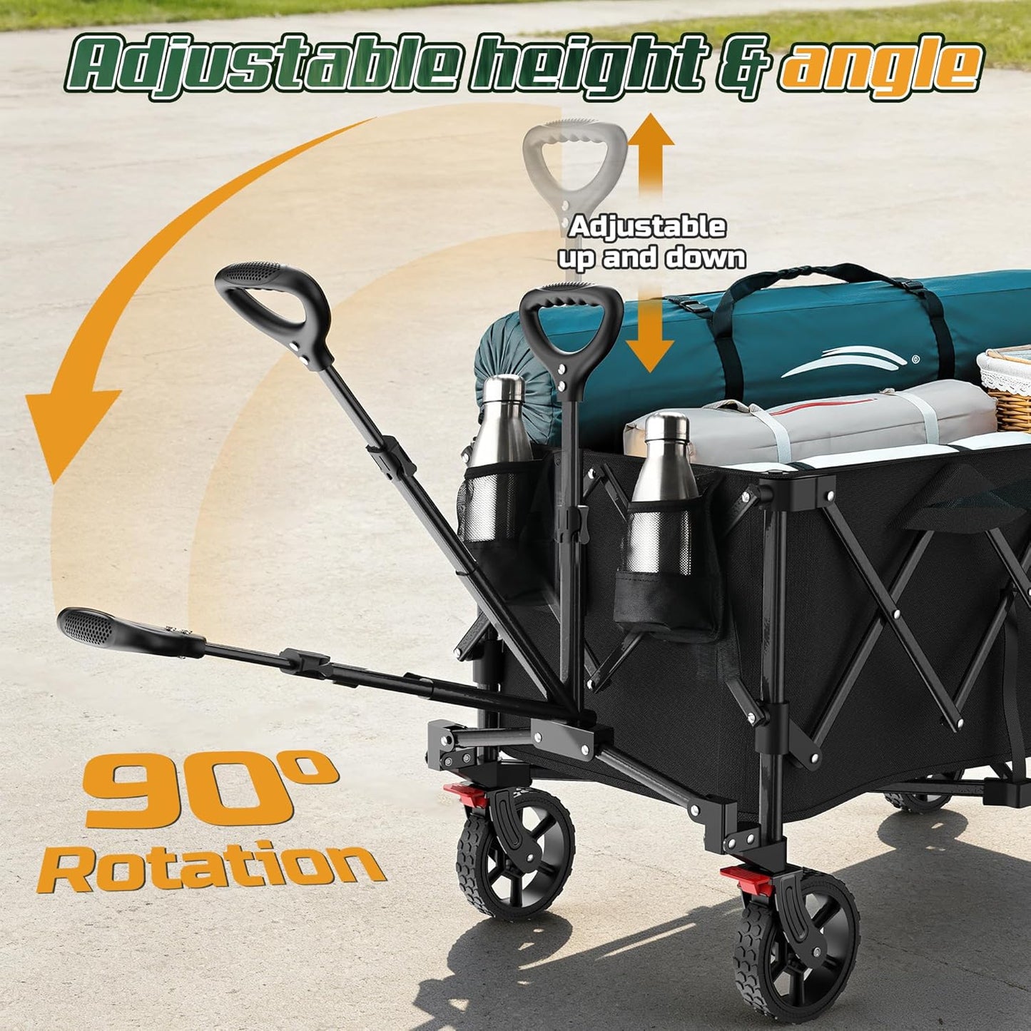 Wagons Carts Foldable,Collapsible Wagon with Wheels,450LBS Heavy Duty 