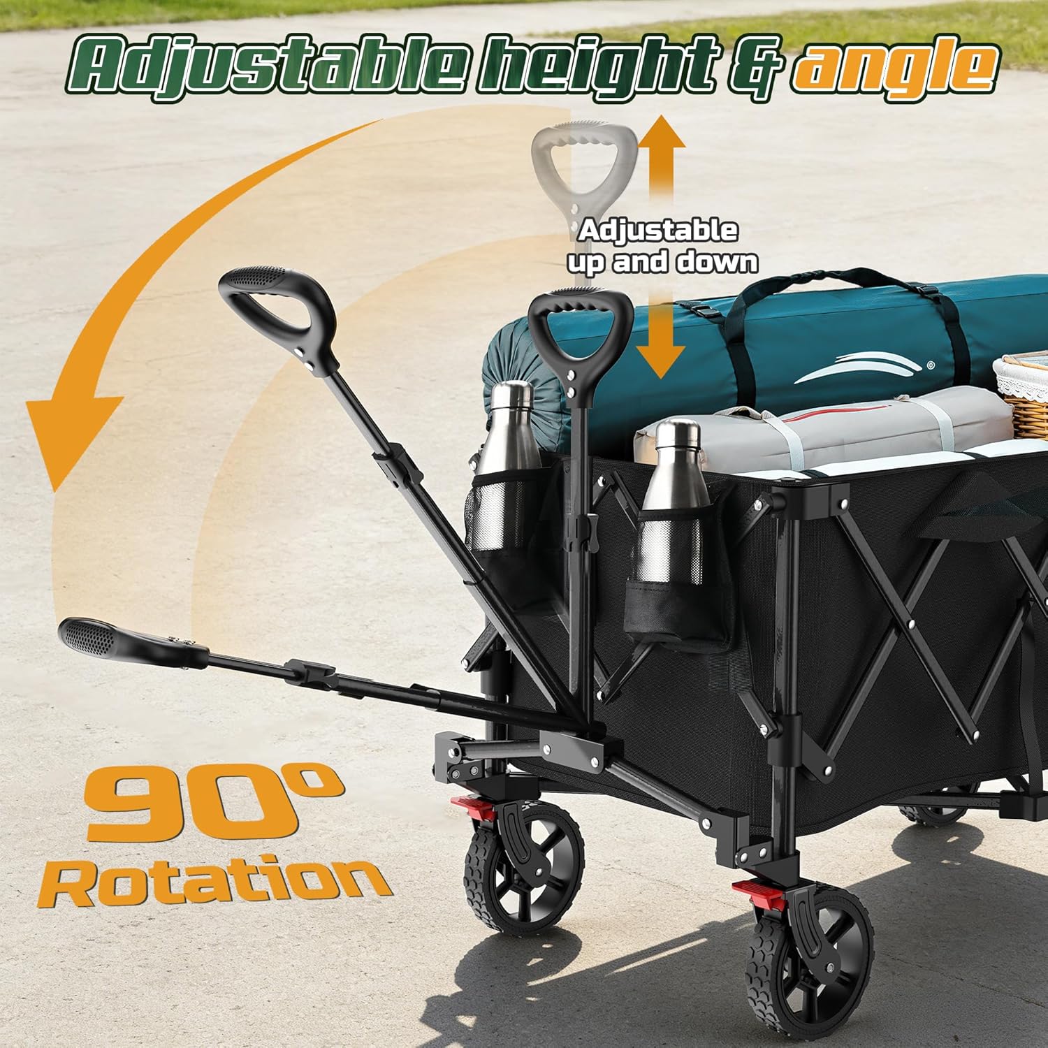 Wagons Carts Foldable,Collapsible Wagon with Wheels,450LBS Heavy Duty 