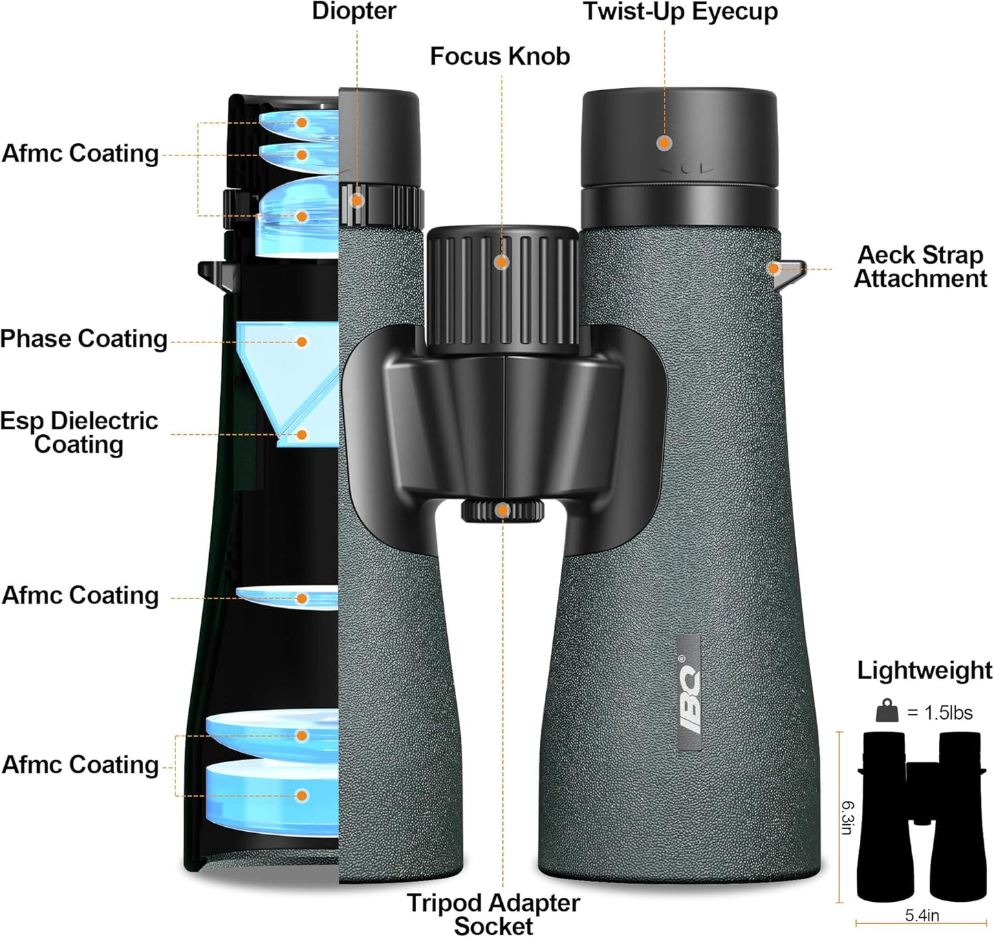 12x50 UHD Binoculars for Adults High Powered with Upgraded Phone Adapter - Large View, Lightweight, IPX7 Waterproof, BAK4 Prism - Binoculars for Hunting Bird Watching Cruise