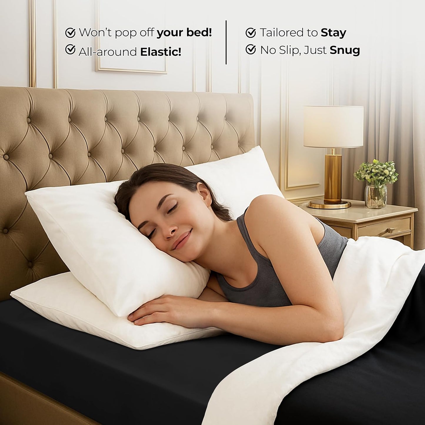 Utopia Bedding Queen Fitted Sheet - Bottom Sheet - Deep Pocket - Soft Microfiber - Shrinkage and Fade Resistant - Easy Care -1 Fitted Sheet Only (Black)