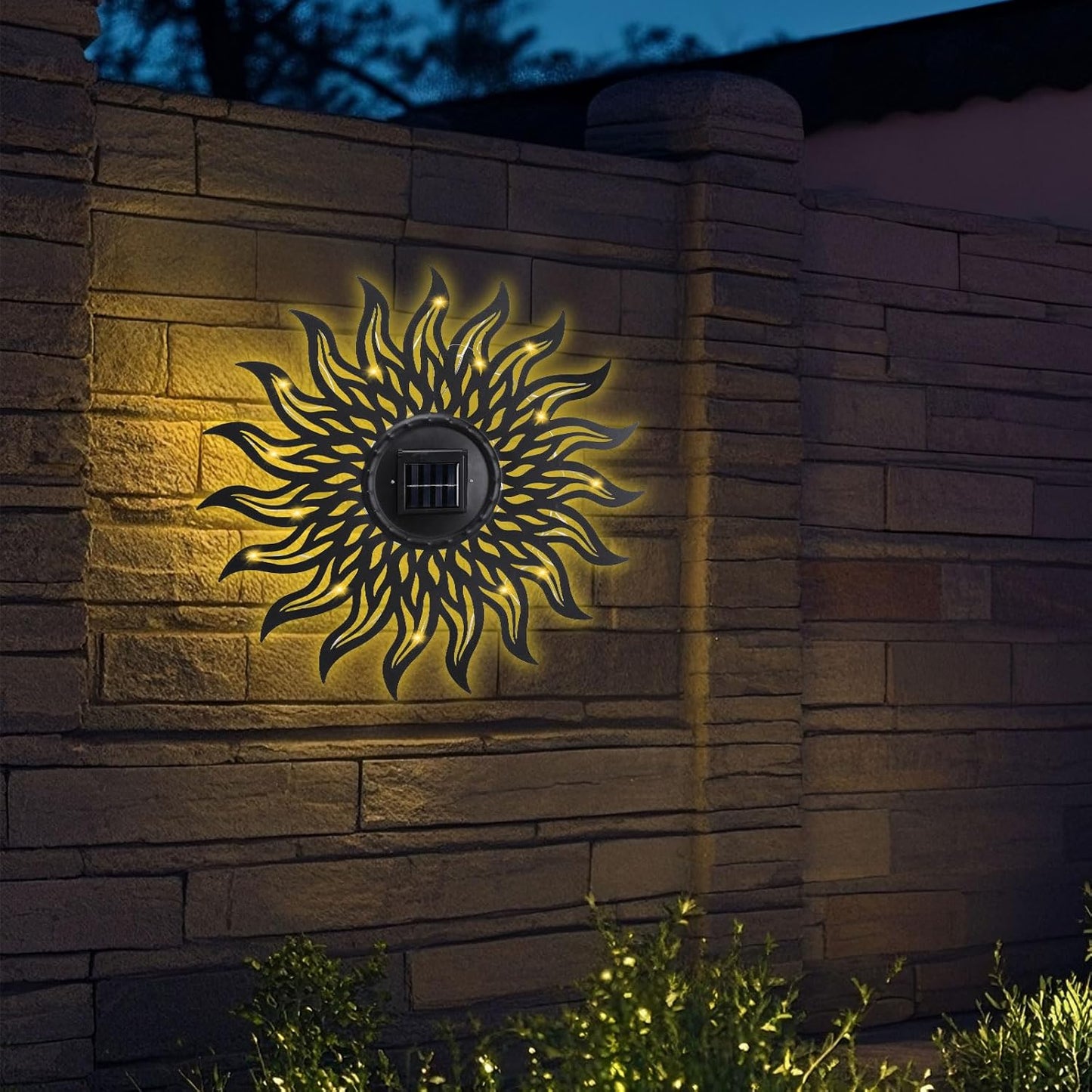 VCUTEKA 20" Sun Metal Wall Art Outdoor Decor Solar Decoration Metal Wa