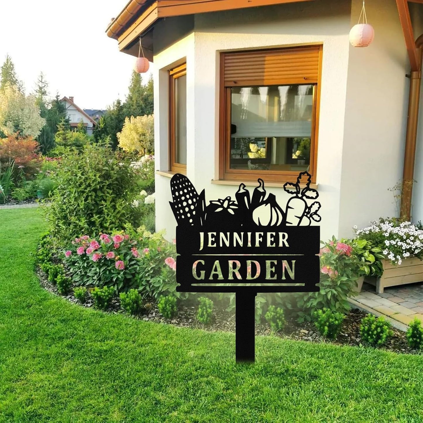 Custom Metal Vegetable Garden Signs with Stake, Personalized Garden Signs for Outside, Customized Name Sign Outoor Yard Lawn Gardening Gifts for Grandmas Moms Gardeners