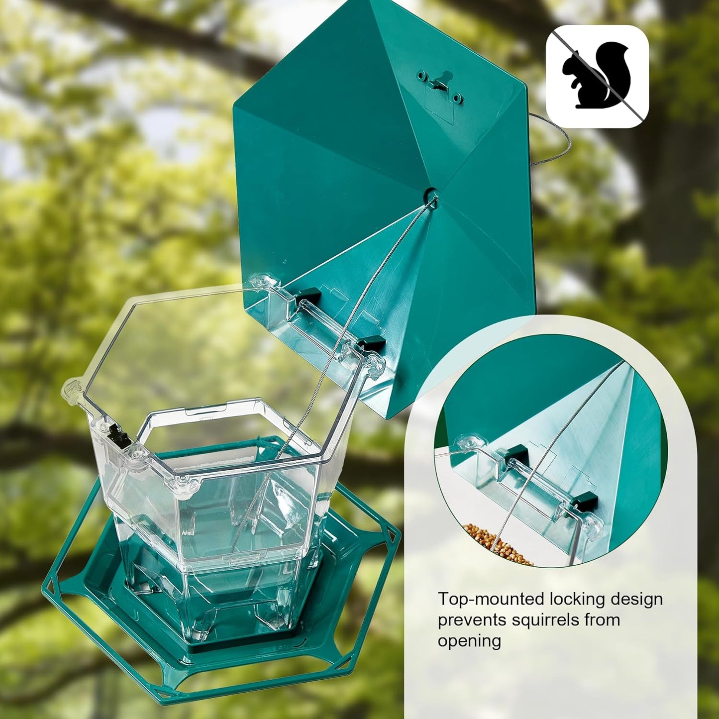 KSIA Klear Bird Feeder for Outdoor Hanging, Squirrel Proof Bird Feeders, Wild Birdfeeders Outside Hanging, Large Capacity Birdfeeder for Cardinal, Attracting Wild Birds, 2 Pack