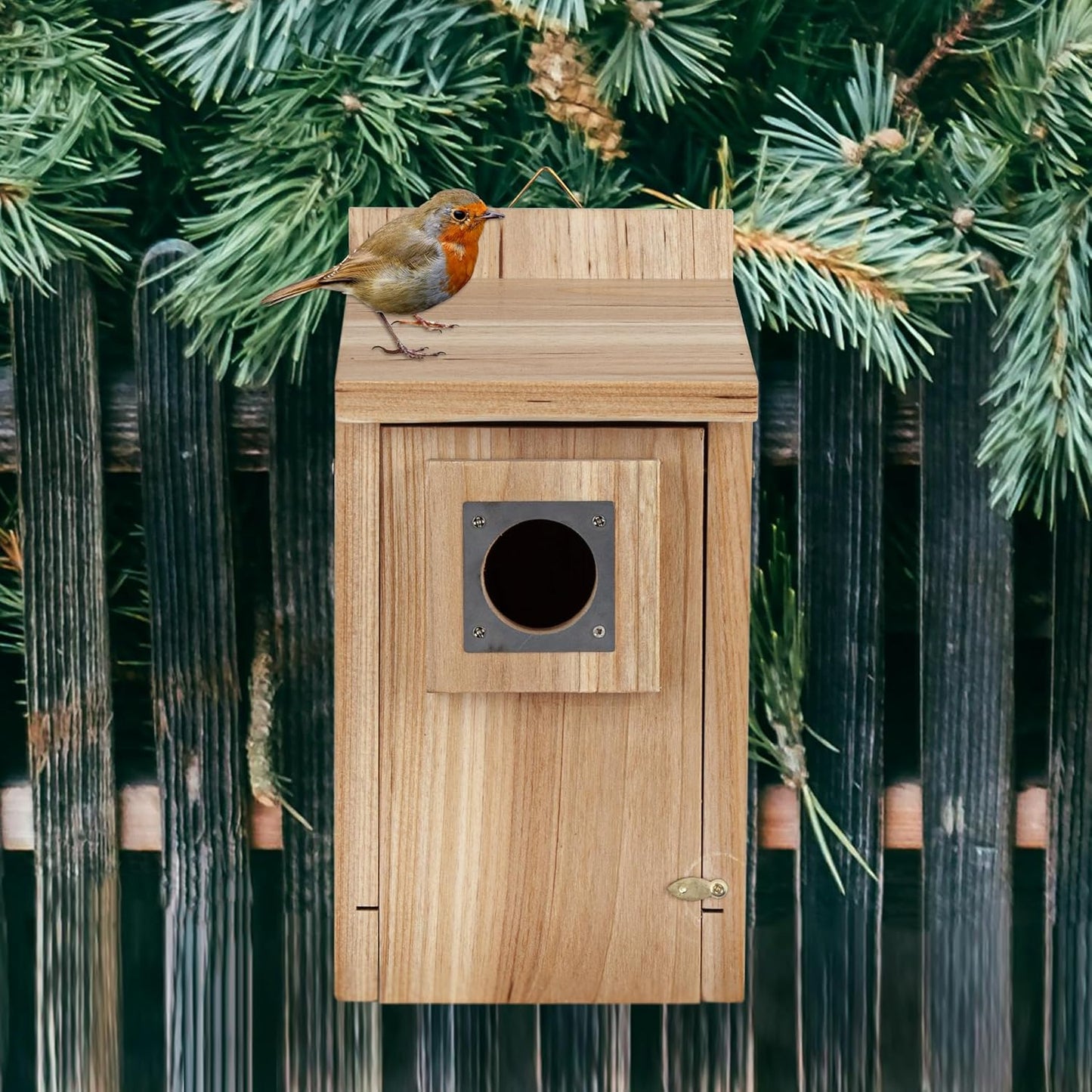 CARTMAN 0.6 Inch Thick Wood Bird Houses with Stainless Steel Guard, Hummingbird House for Outside Clearance Garden Country Cottages 2pk