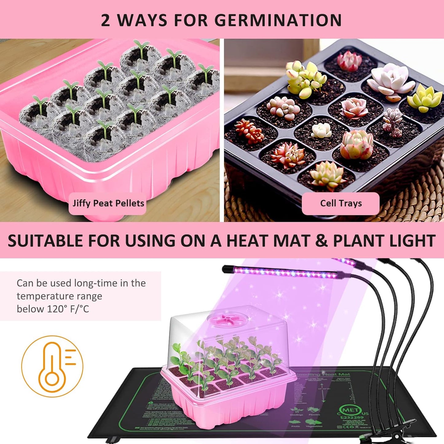 YAUNGEL Seed Starting Trays, 10 Pack 120 Cells Thicken Seed Starter Tr