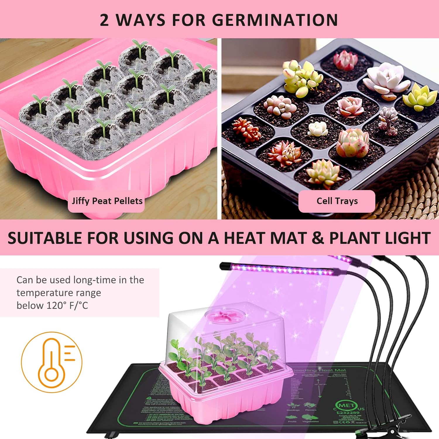 YAUNGEL Seed Starting Trays, 10 Pack 120 Cells Thicken Seed Starter Tr