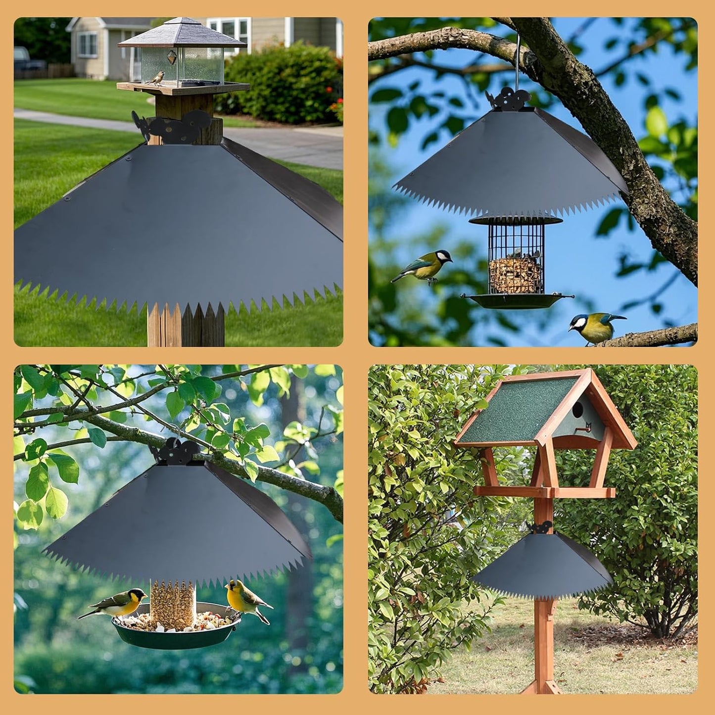 Upgrade Metal Squirrel Baffle for 4x4 Post - 17 inch Outdoors Squirrel Guards Proof with Spikes for Hanging Bird Feeders Baffle, Effectively Keep Squirrels and Raccoons Off Birdhouse