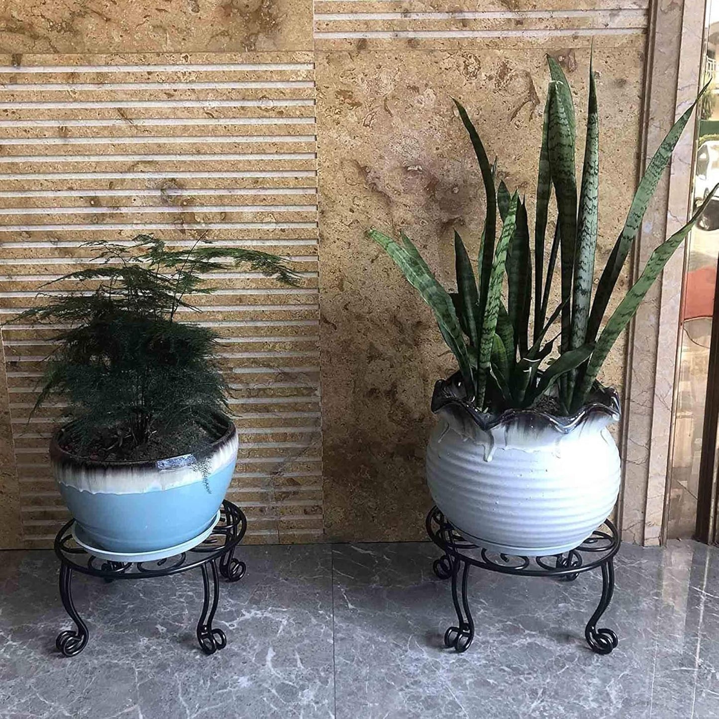 Metal Outdoor Plant Stand 11.8IN Diameter Heavy Duty Plant Pot Stands 